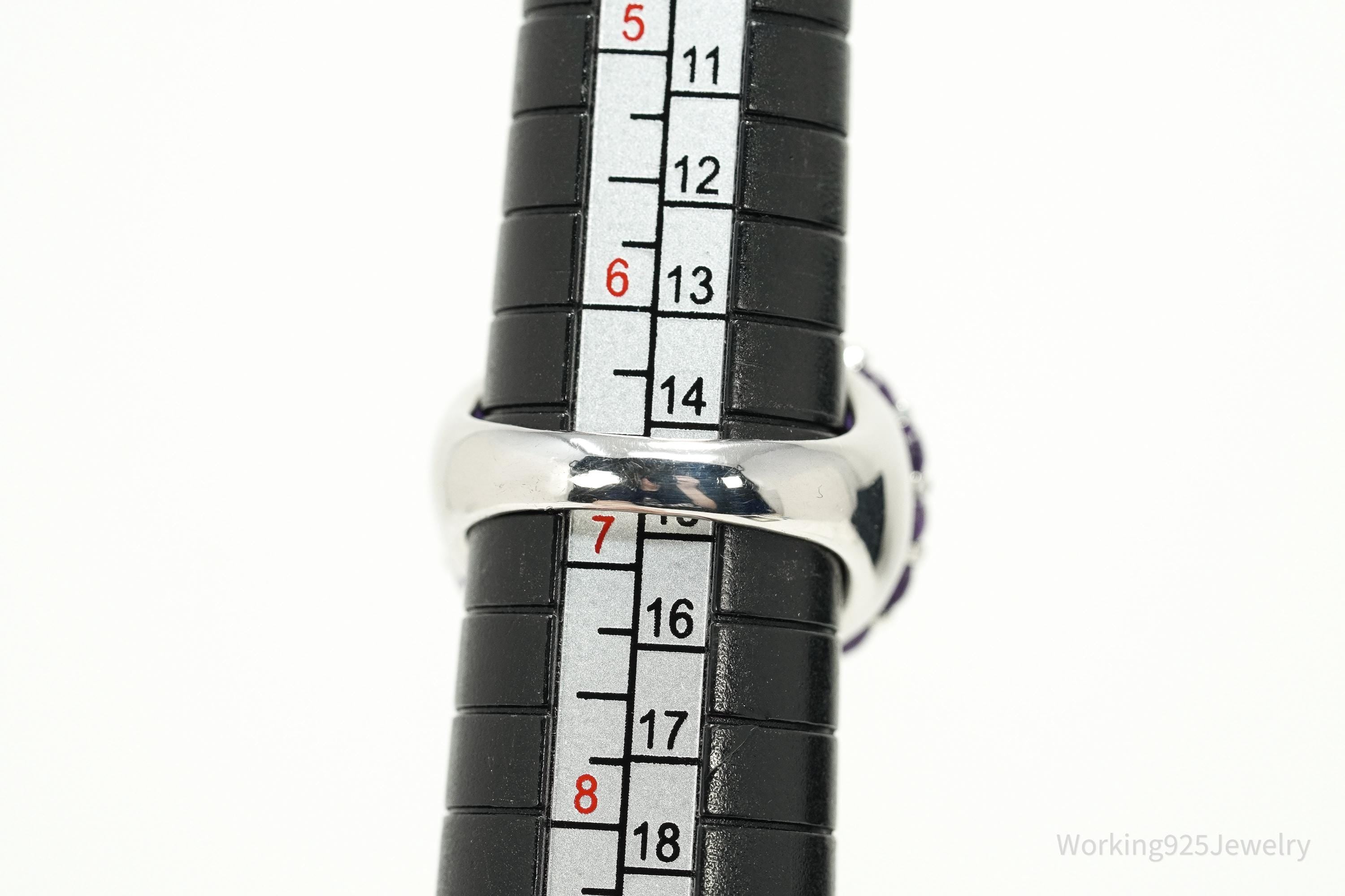 Vintage Purple Quartz & Amethyst Sterling Silver Ring – Size 6.75