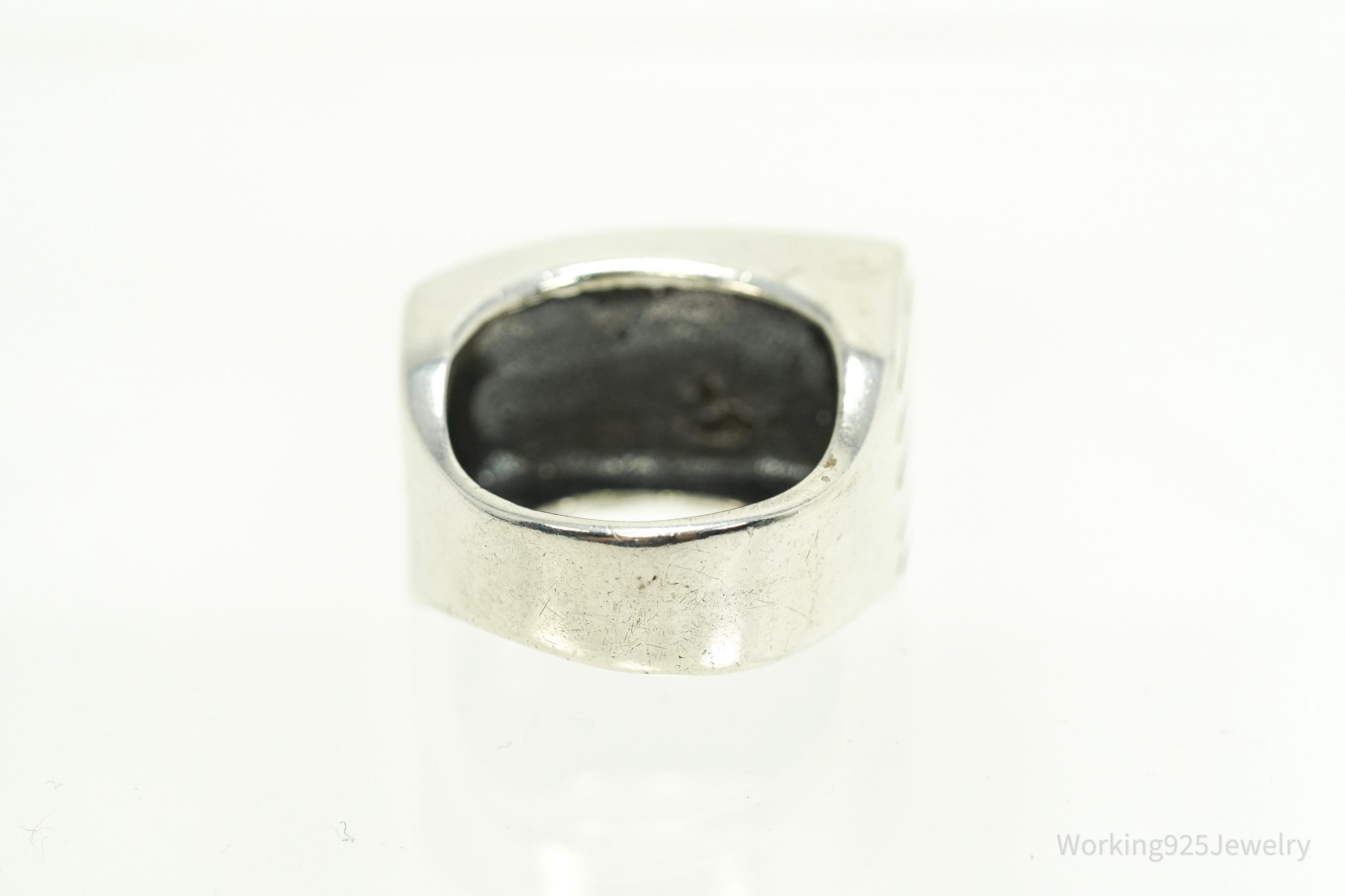 Vintage Chunky Modernist Style Sterling Silver Ring - Size 5.75