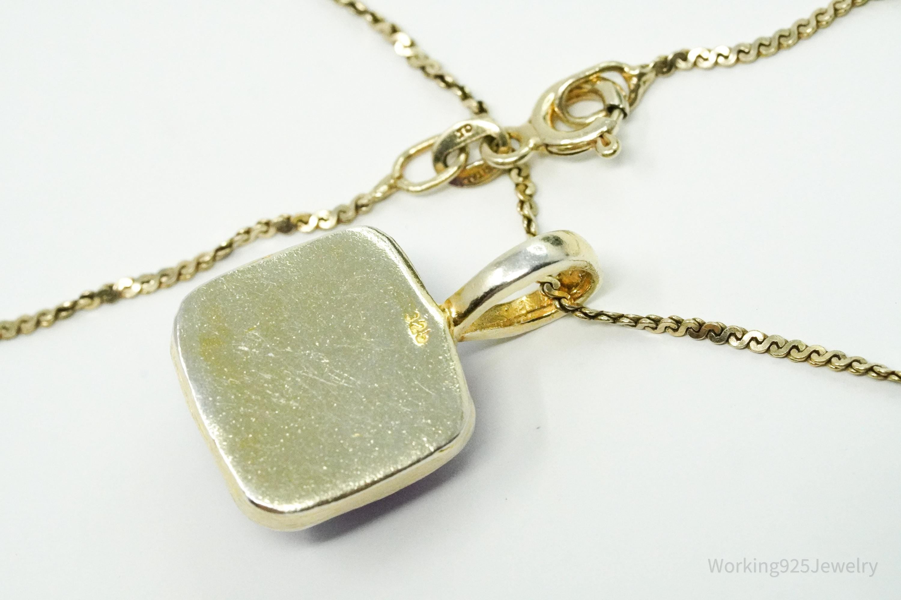 Vintage Amethyst Gold Washed Sterling Silver Necklace 18"