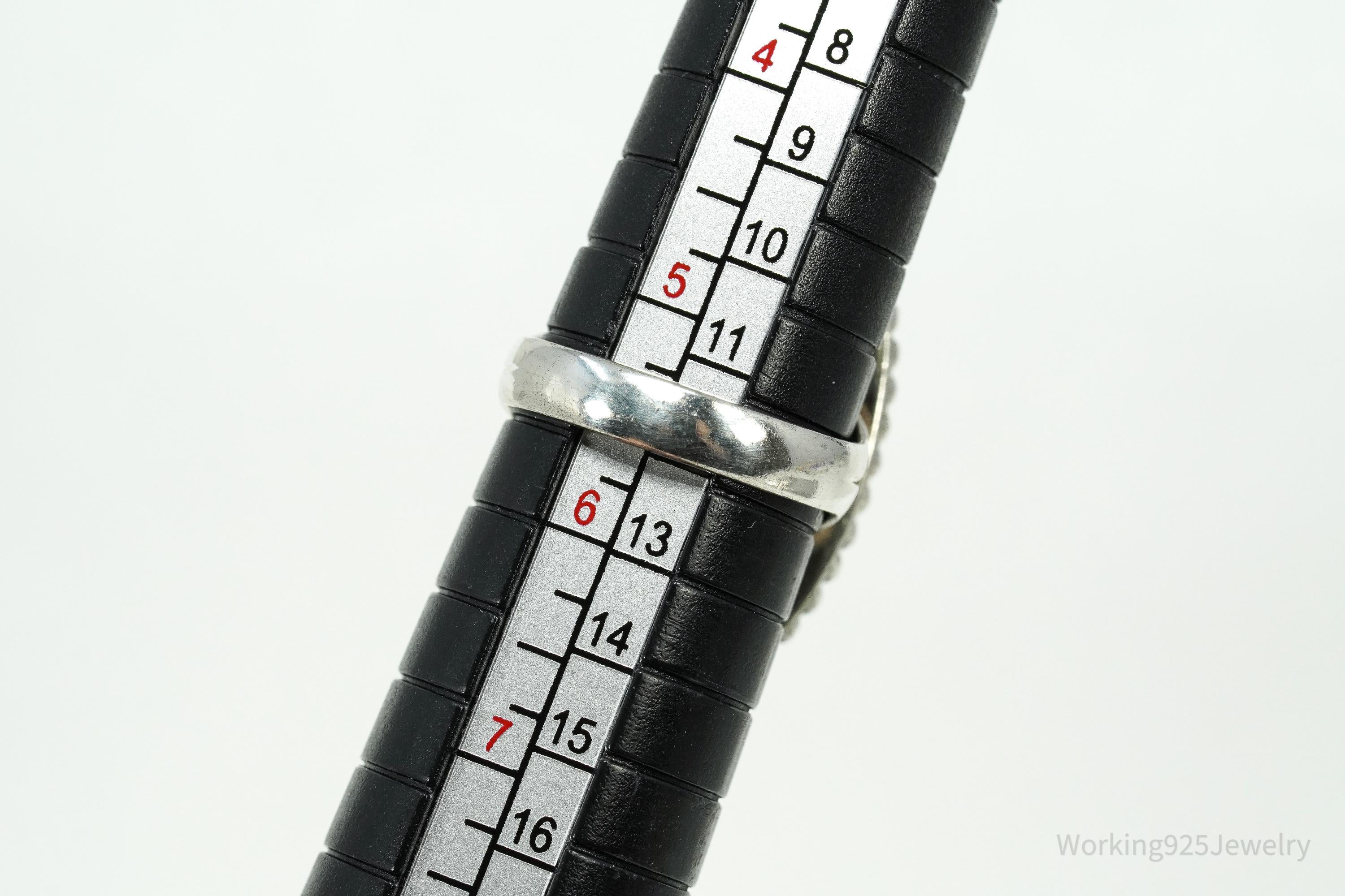 Vintage Native Large Gaspeite Sterling Silver Ring - Size 5.5