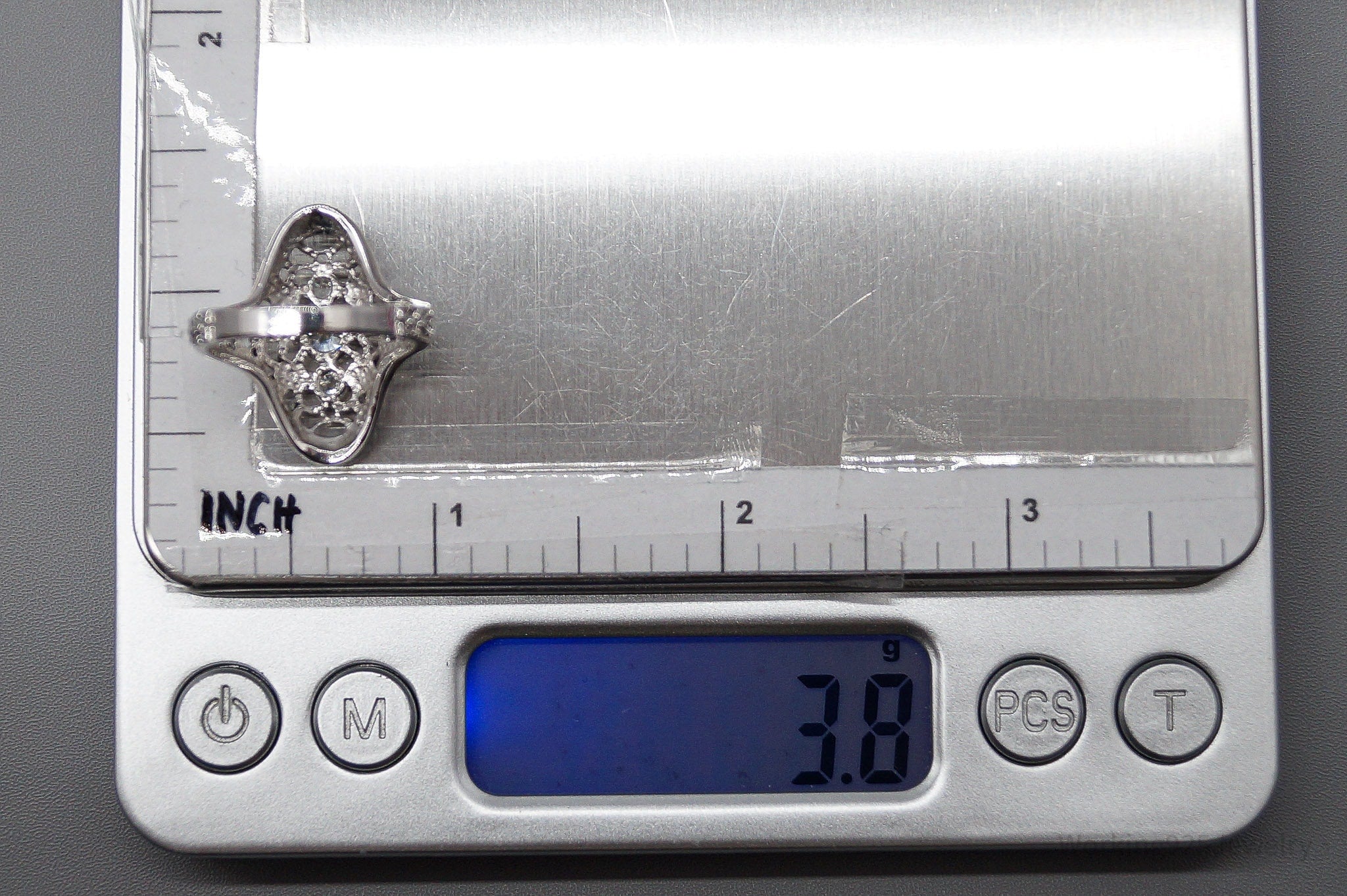 Vintage Cubic Zirconia Sterling Silver Ring - Size 7