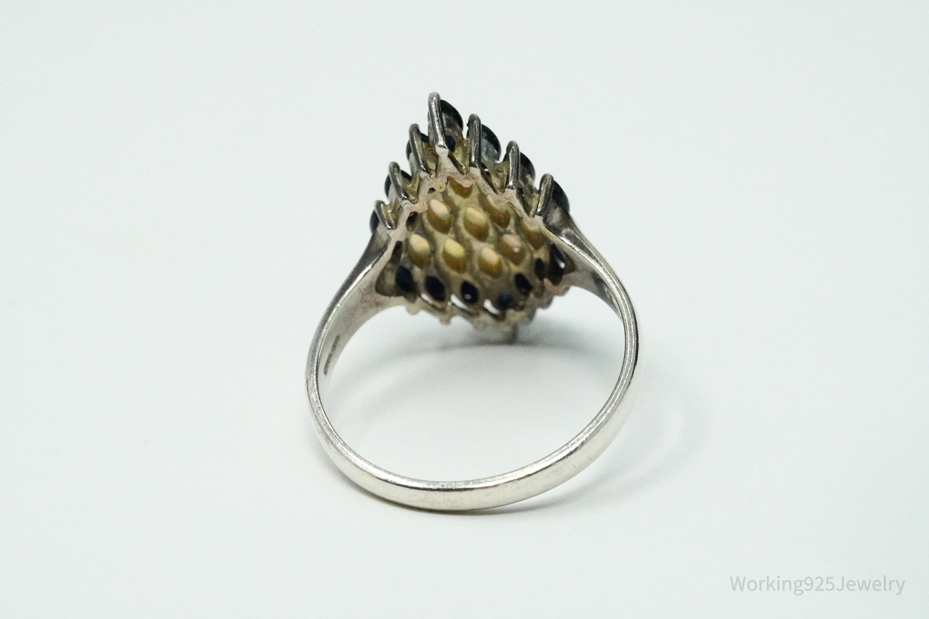 Vintage CNA Opal & Blue Sapphire Sterling Silver Ring - Size 9