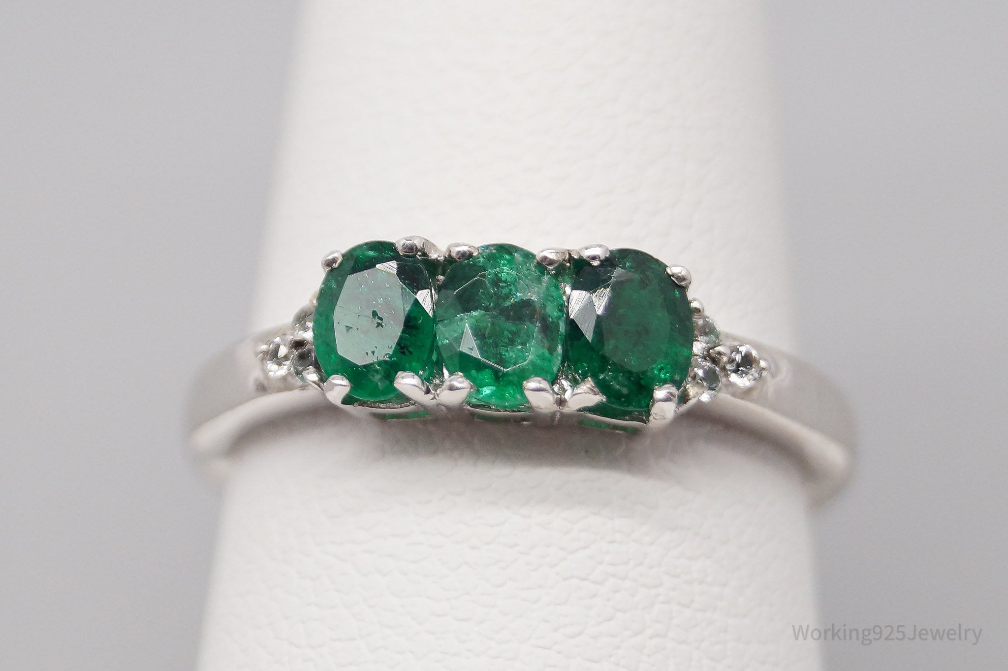 JTV TGGC Emerald White Topaz Sterling Silver Ring - Size 8