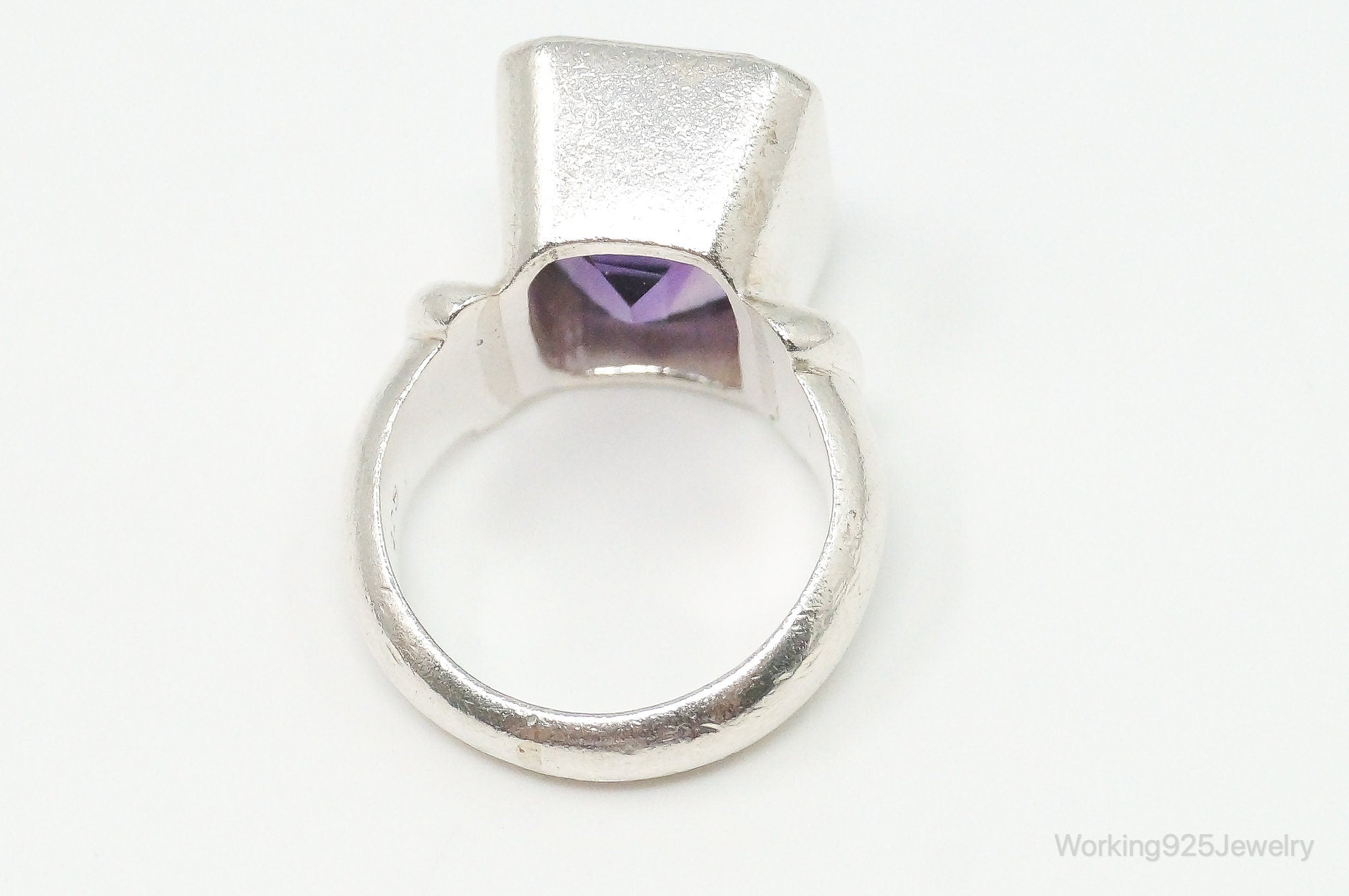 Vintage Large Amethyst Sterling Silver Ring - Size 5