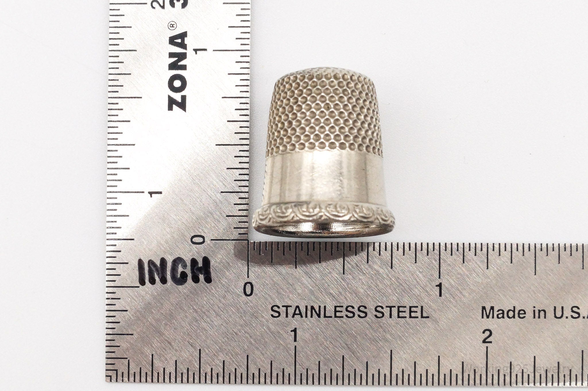 1800s Antique Simons Bros & Co Silver Thimble Size 7