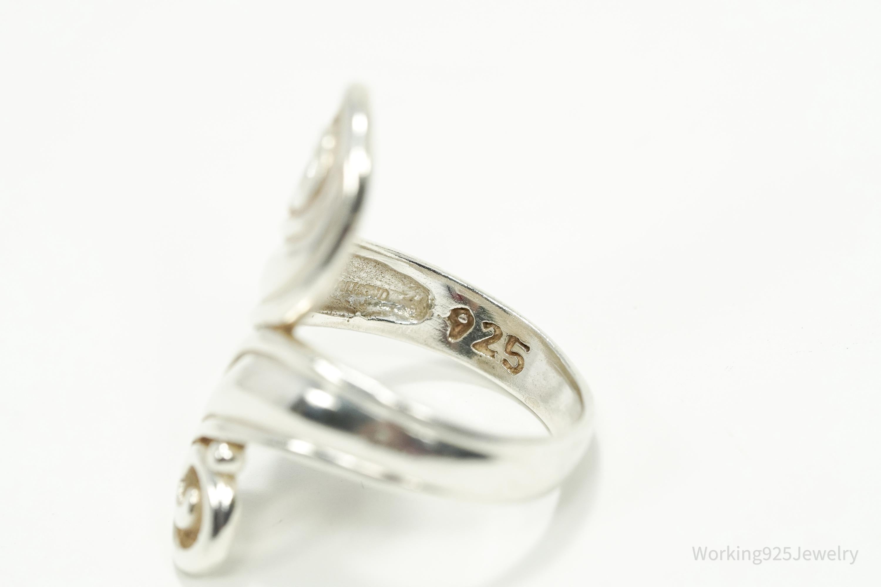 Vintage Spiral Modernist Sleek Sterling Silver Ring - Size 9.25