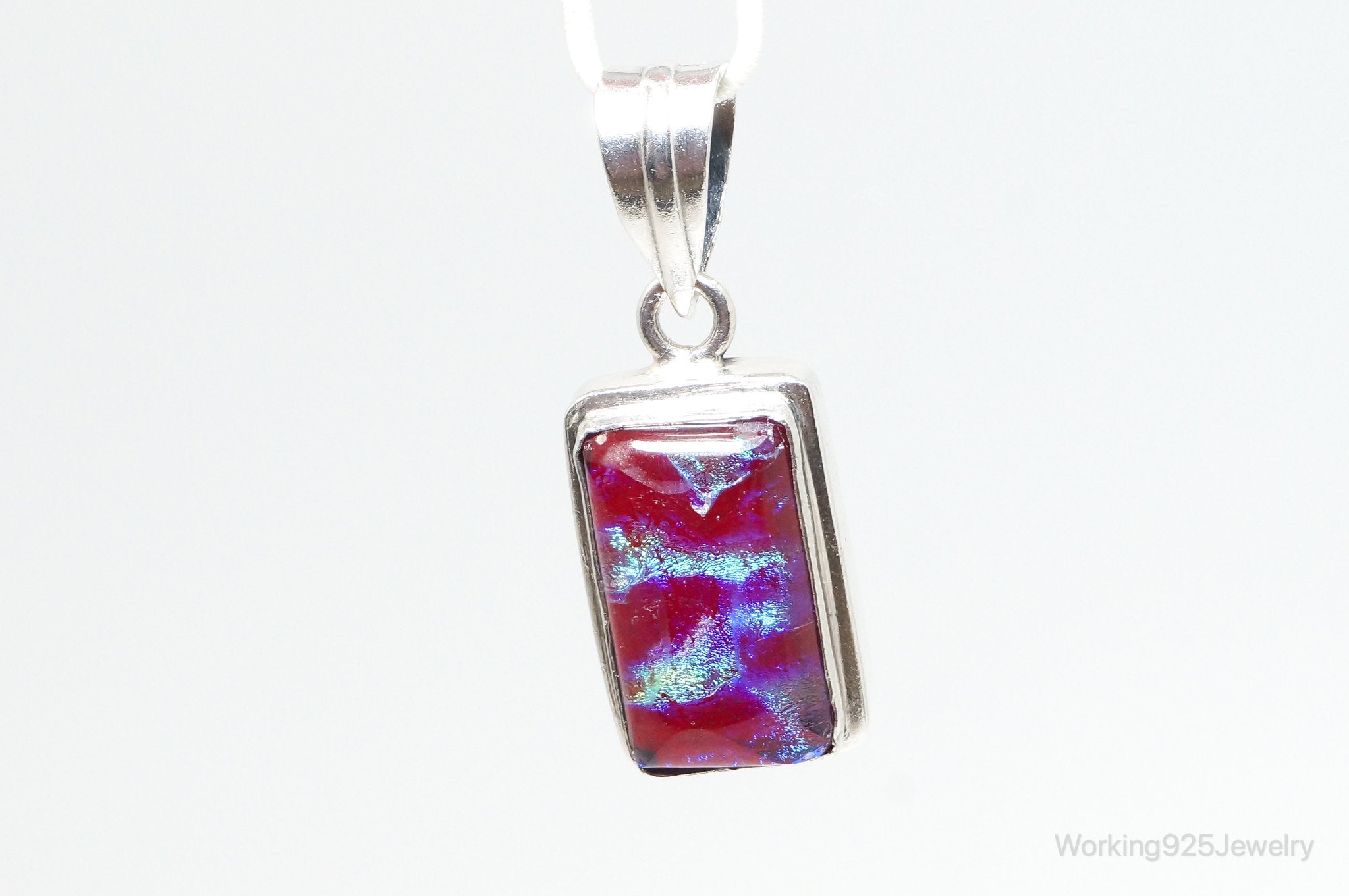 Vintage Dichroic Glass Sterling Silver Necklace Pendant