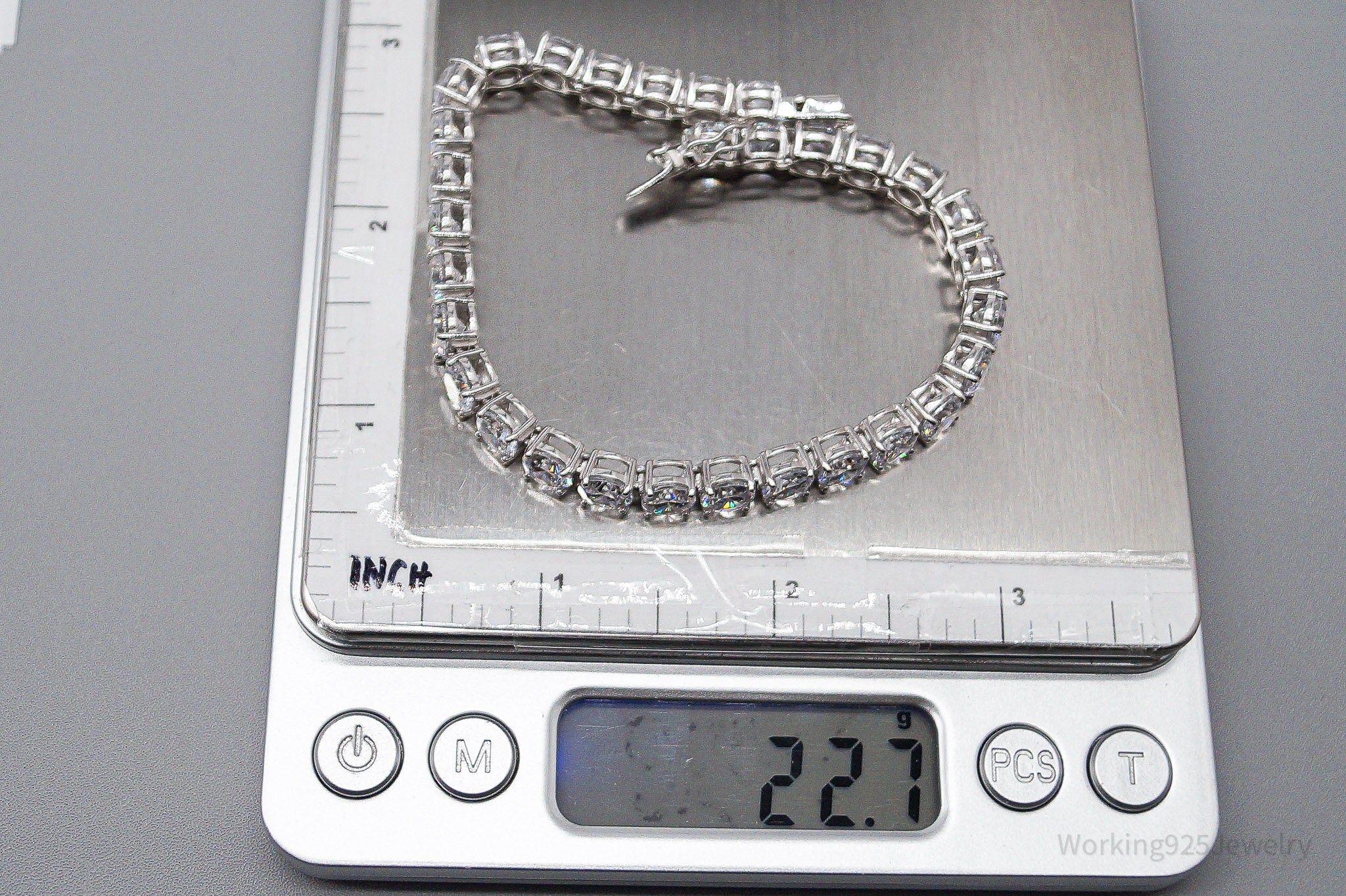 JTVs PAJ Large Cubic Zirconia Sterling Silver Tennis Bracelet - 8 3/8"