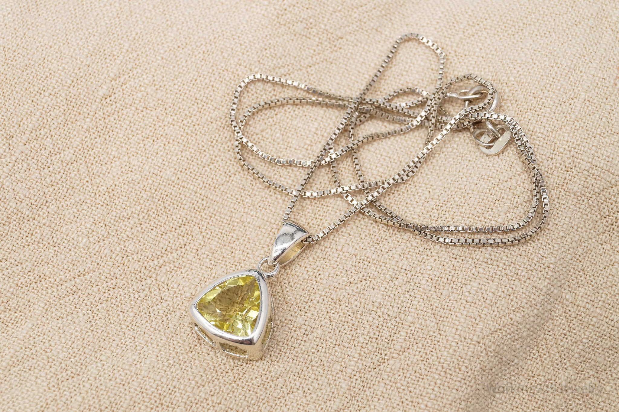 Vintage Lemon Quartz Sterling Silver Necklace 18"