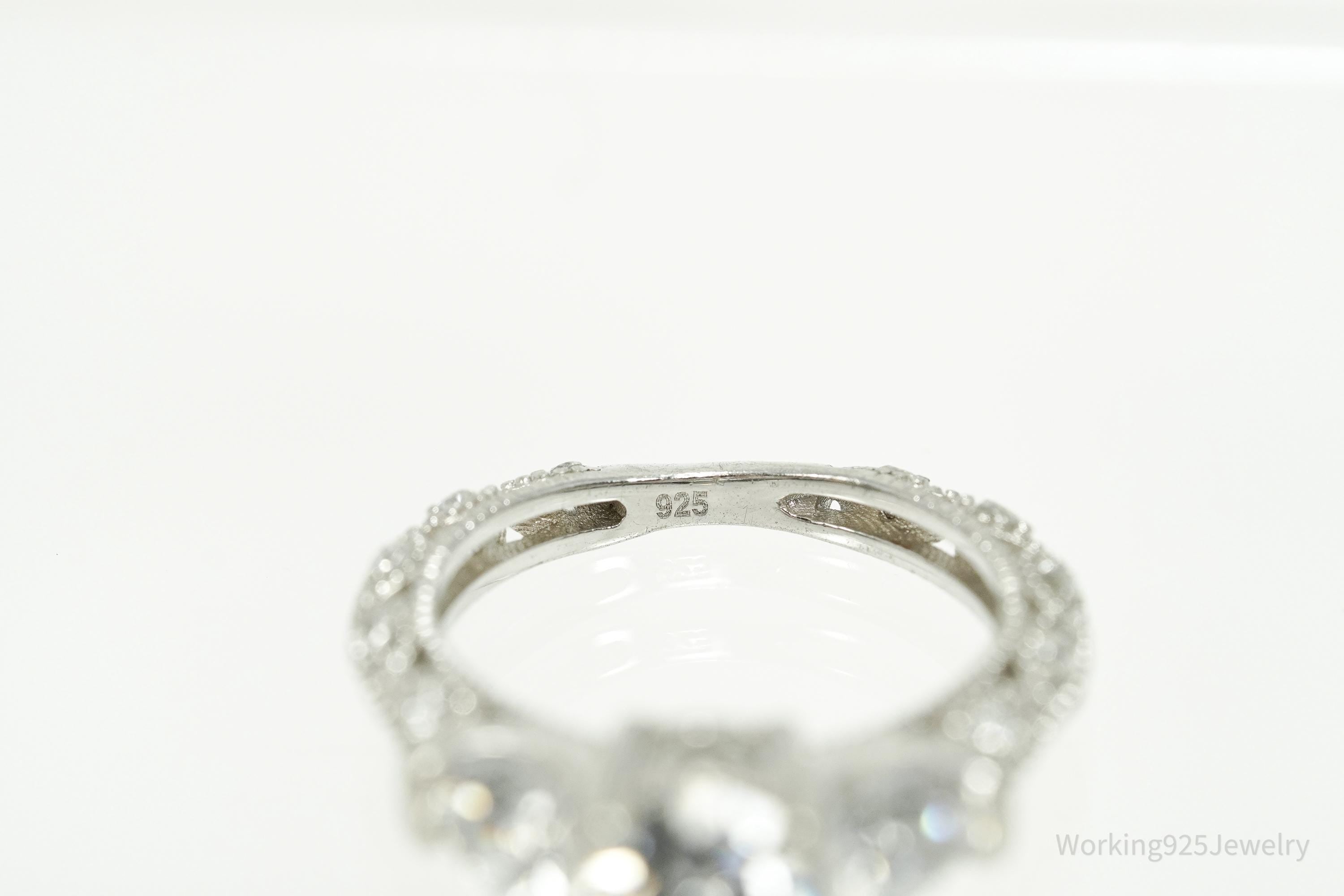 Vintage Cubic Zirconia Sterling Silver Ring - Size 4.75