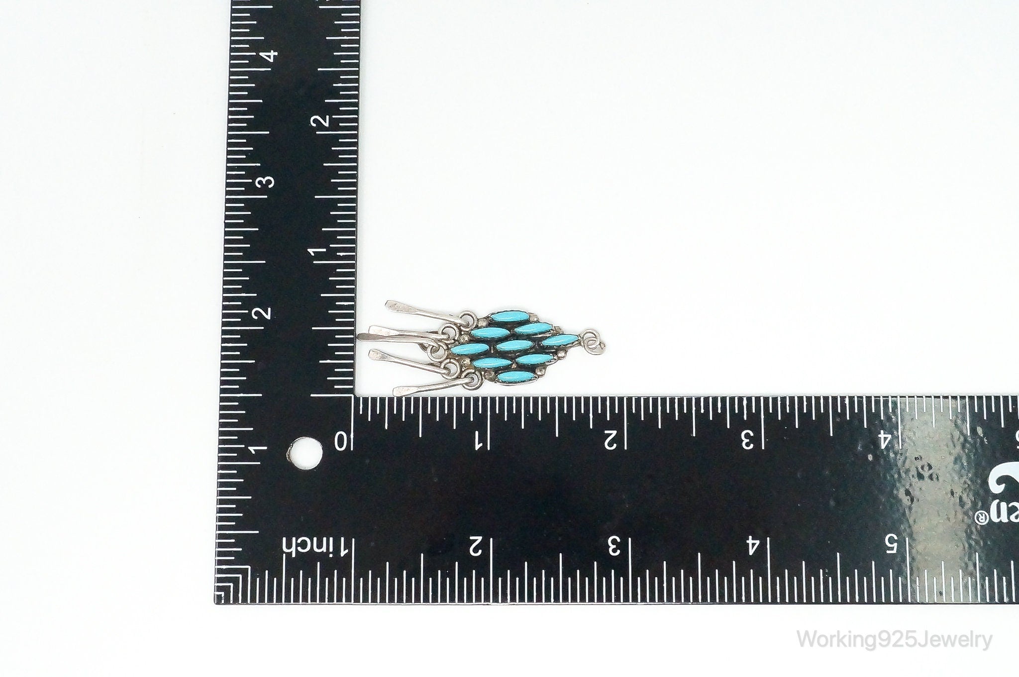 Vintage Native American Zuni Turquoise Sterling Silver Pendant