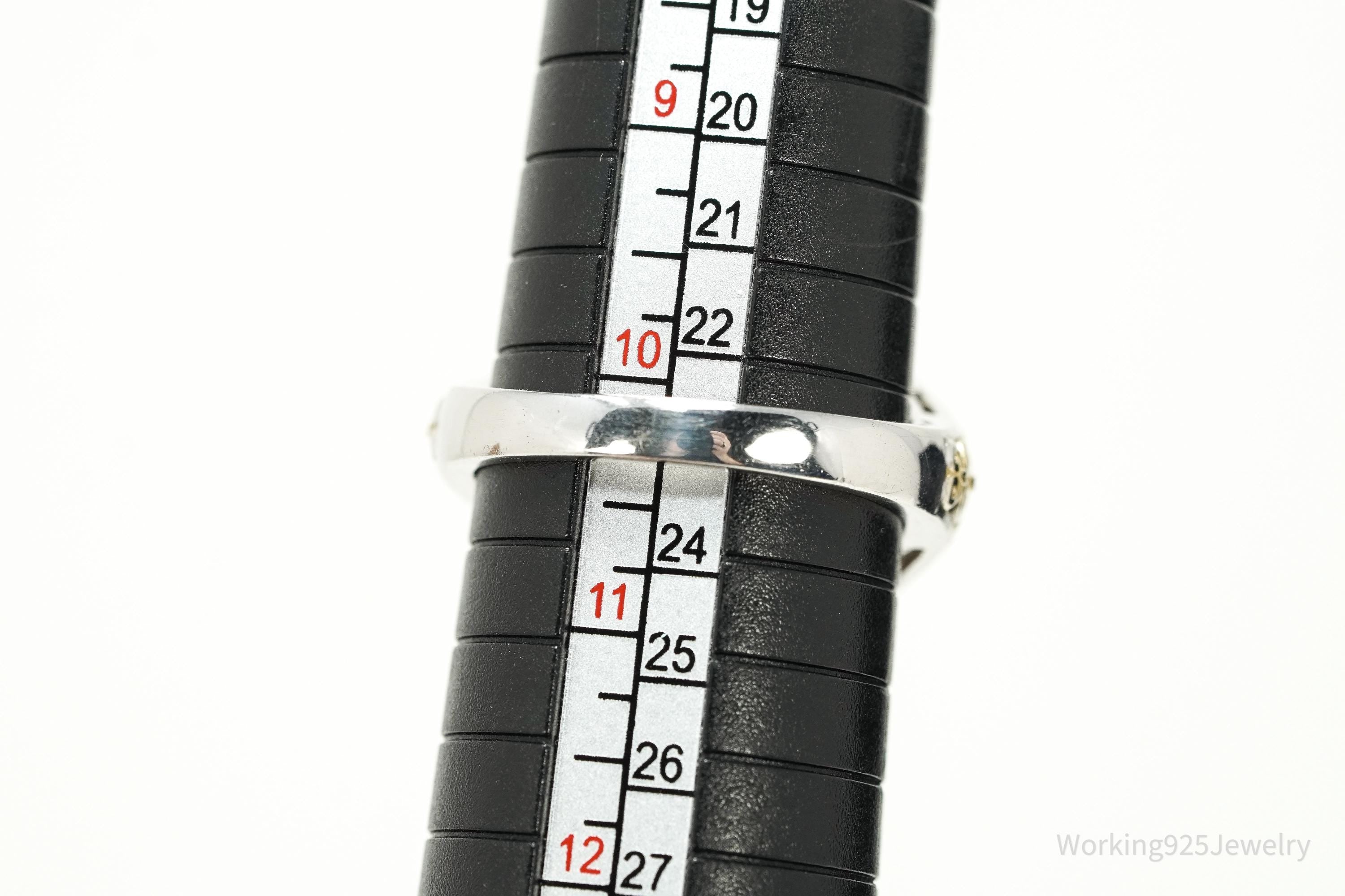 Vintage Goldstone & Citrine Gold Vermeil Sterling Silver Ring - Size 10.25