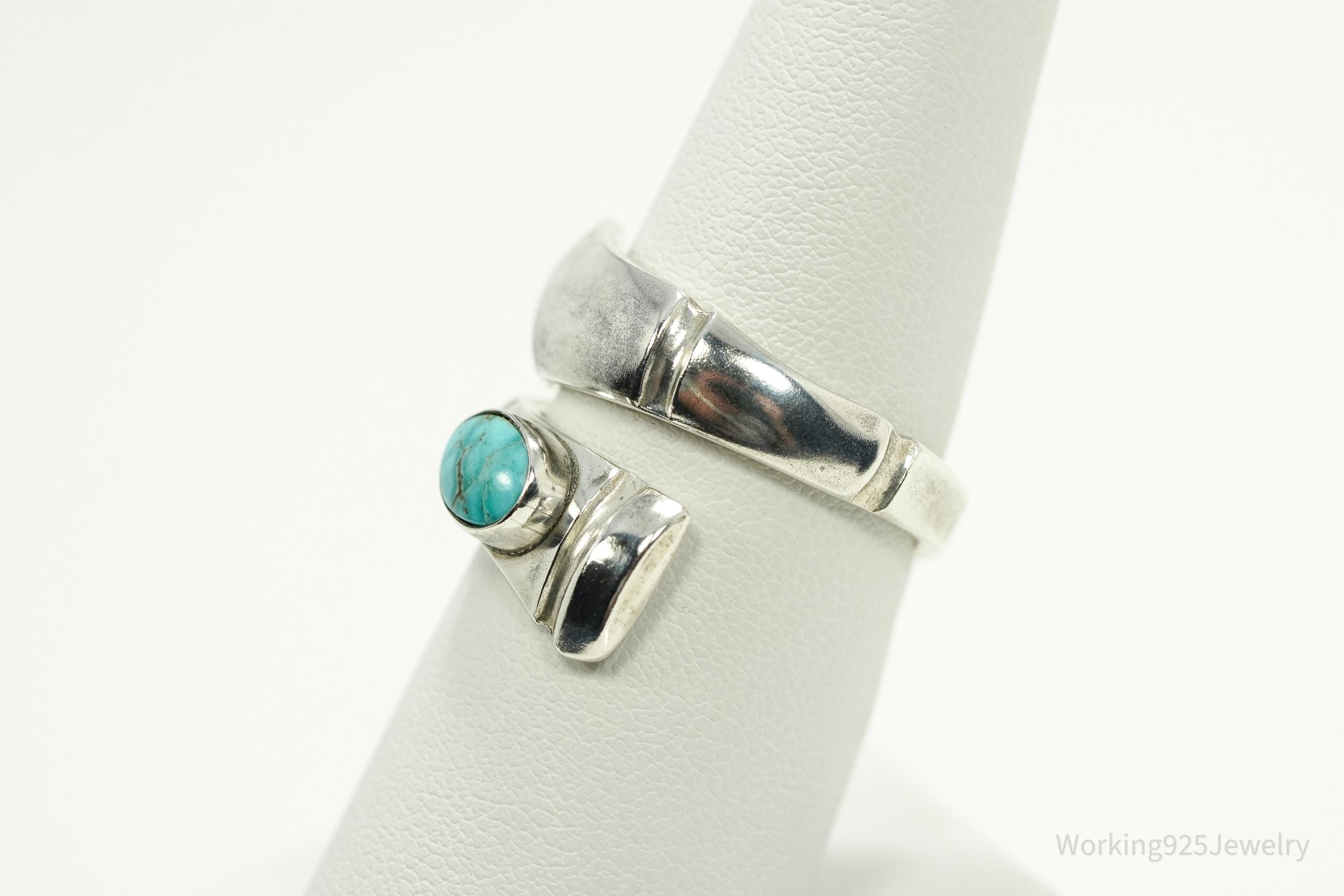 Antique TOWLE Turquoise Sterling Silver Spoon Ring Size 7.75