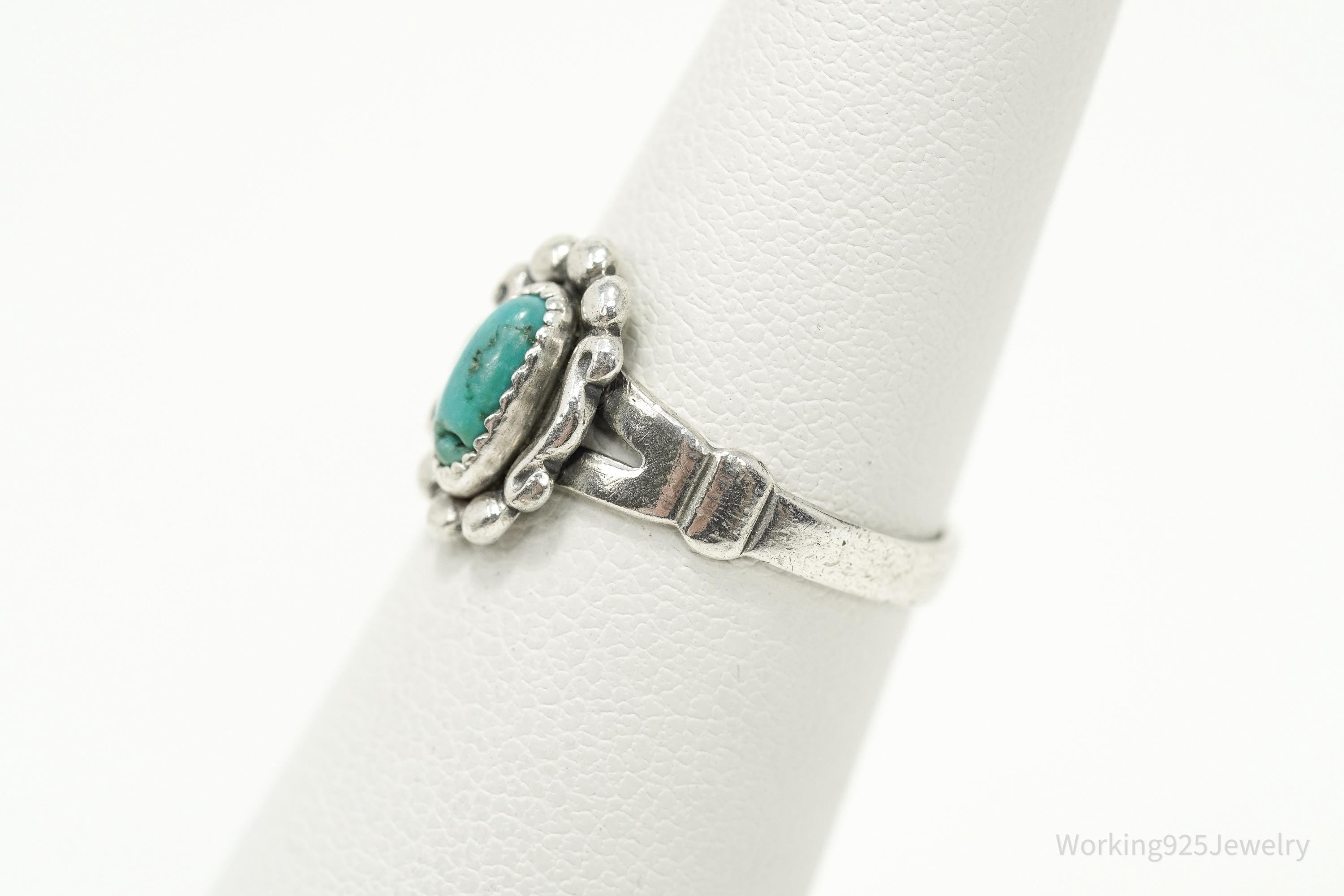 Vintage Native Bell Trading Post Turquoise Sterling Silver Ring - Size 5.25