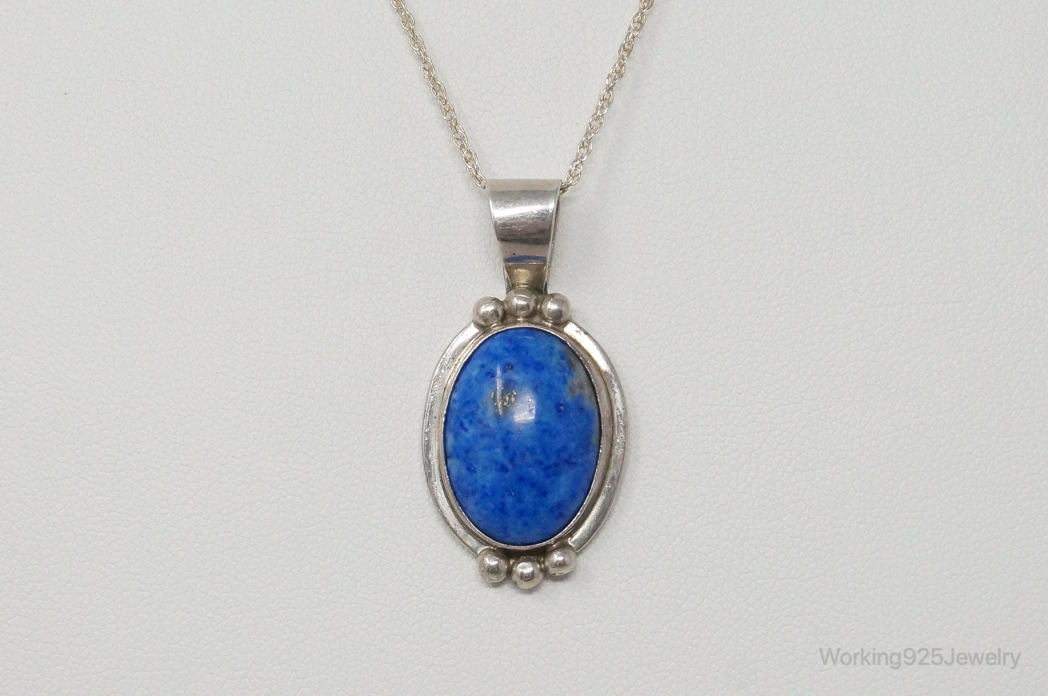 VTG Native American Jason Livingston Lapis Lazuli Sterling Silver Necklace