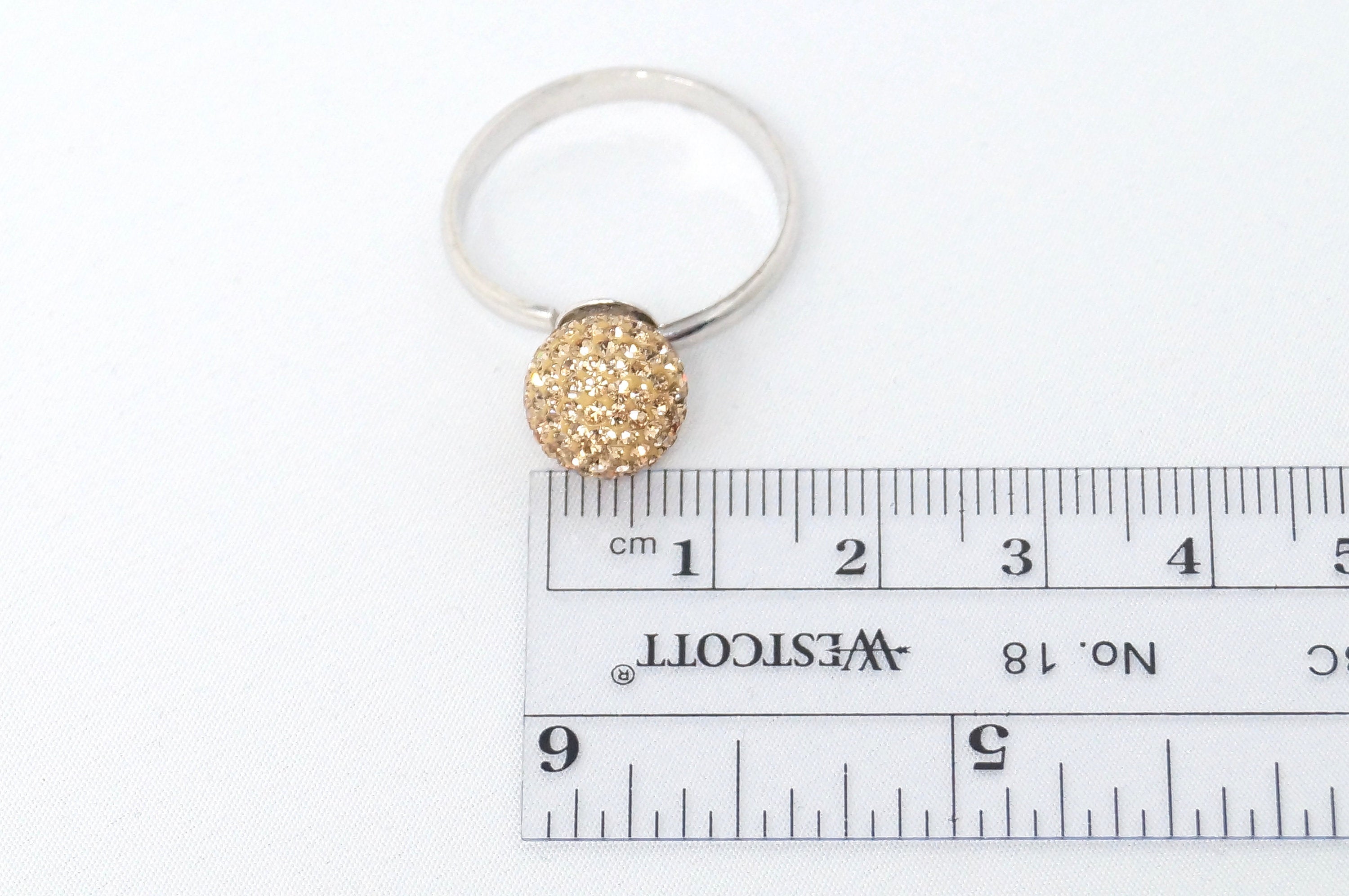 Vintage Art Deco Orange Citrine Ball Dome Sterling Adjustable Ring - Size 9.25