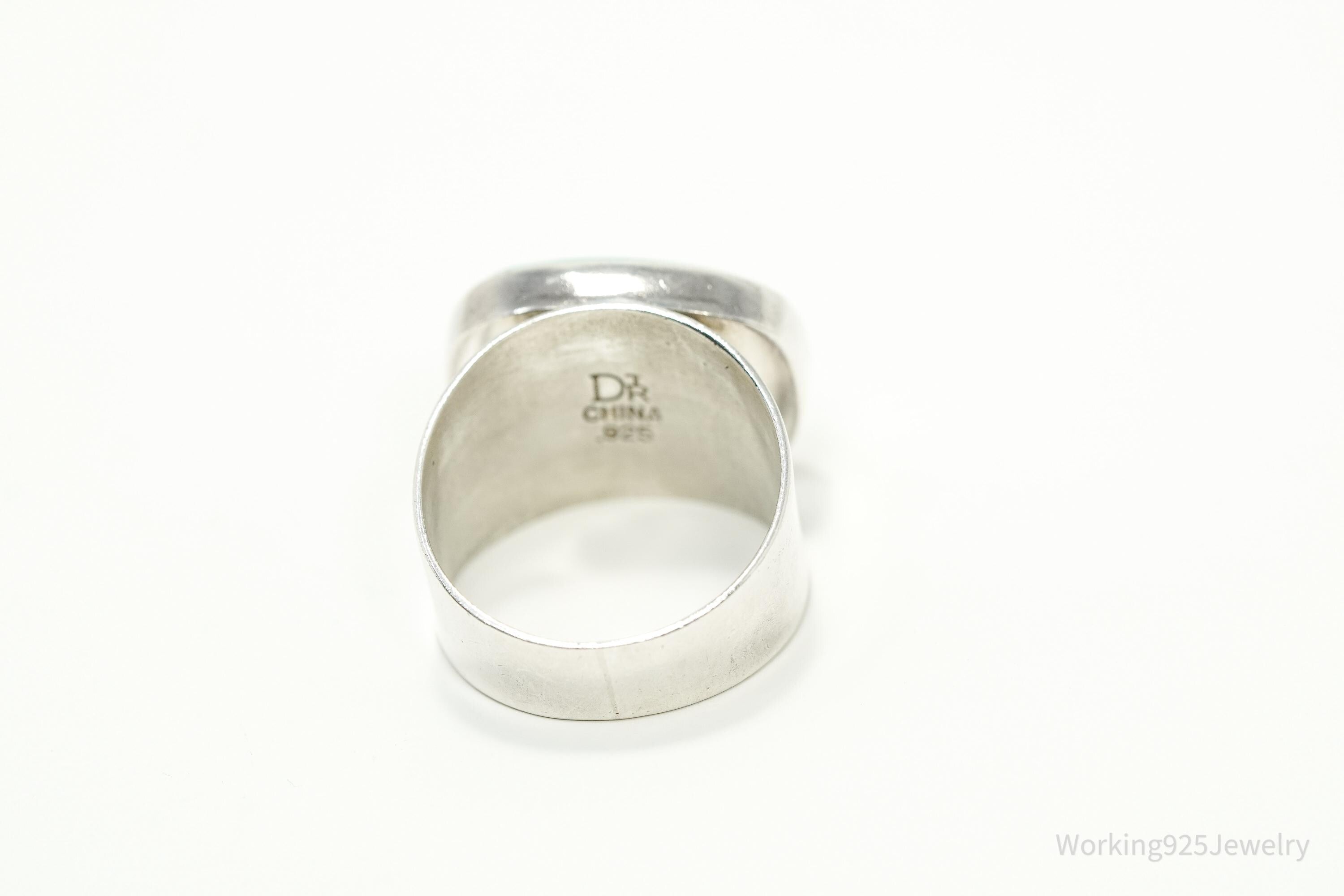 Vintage Designer Desert Rose Trading DTR Turquoise Sterling Silver Ring - 9.75