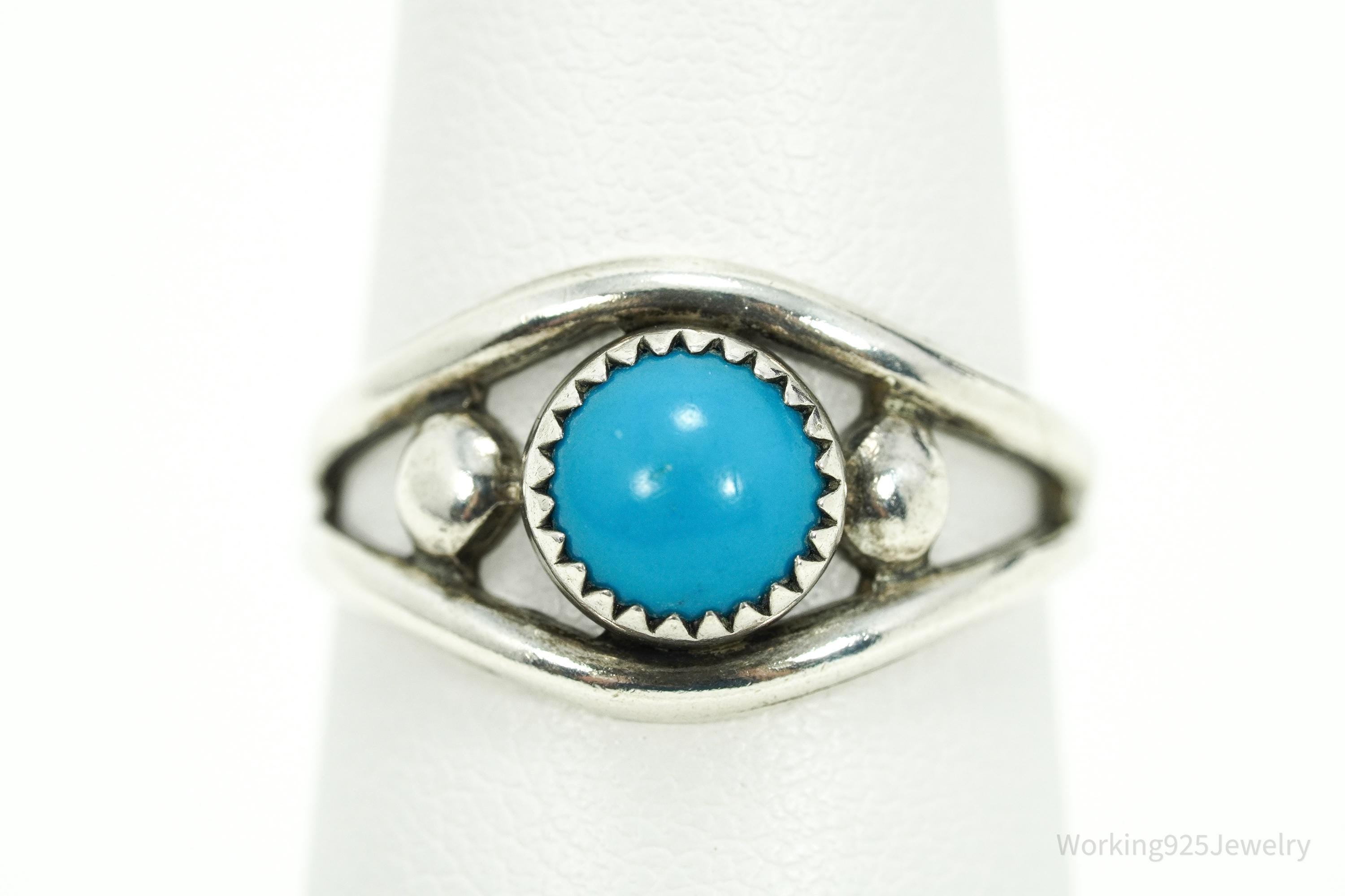 Vintage Native Bell Trading Post Turquoise Sterling Silver Ring - Size 6.5