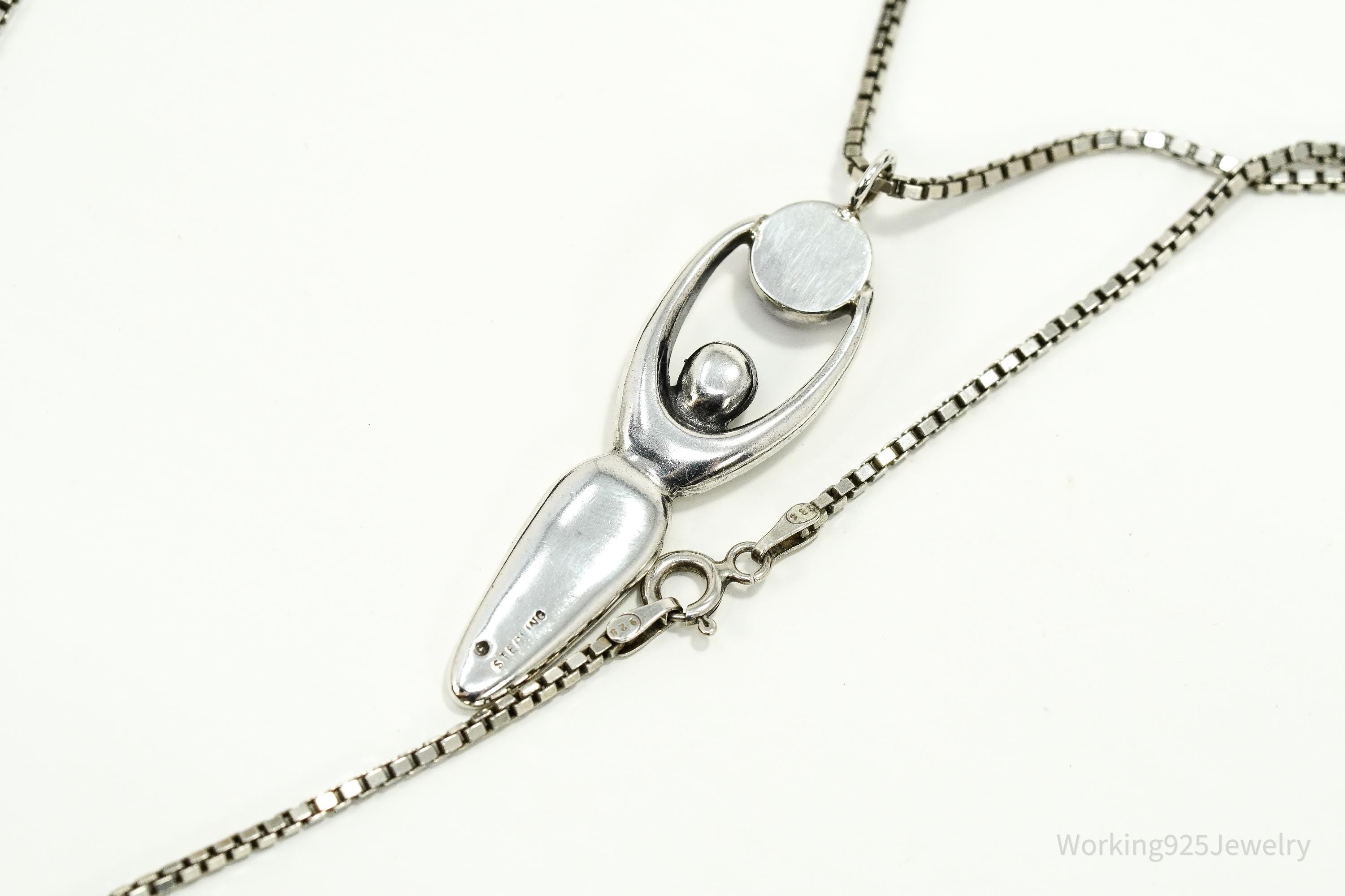 Vintage Amethyst Goddess Sterling Silver Necklace 22"