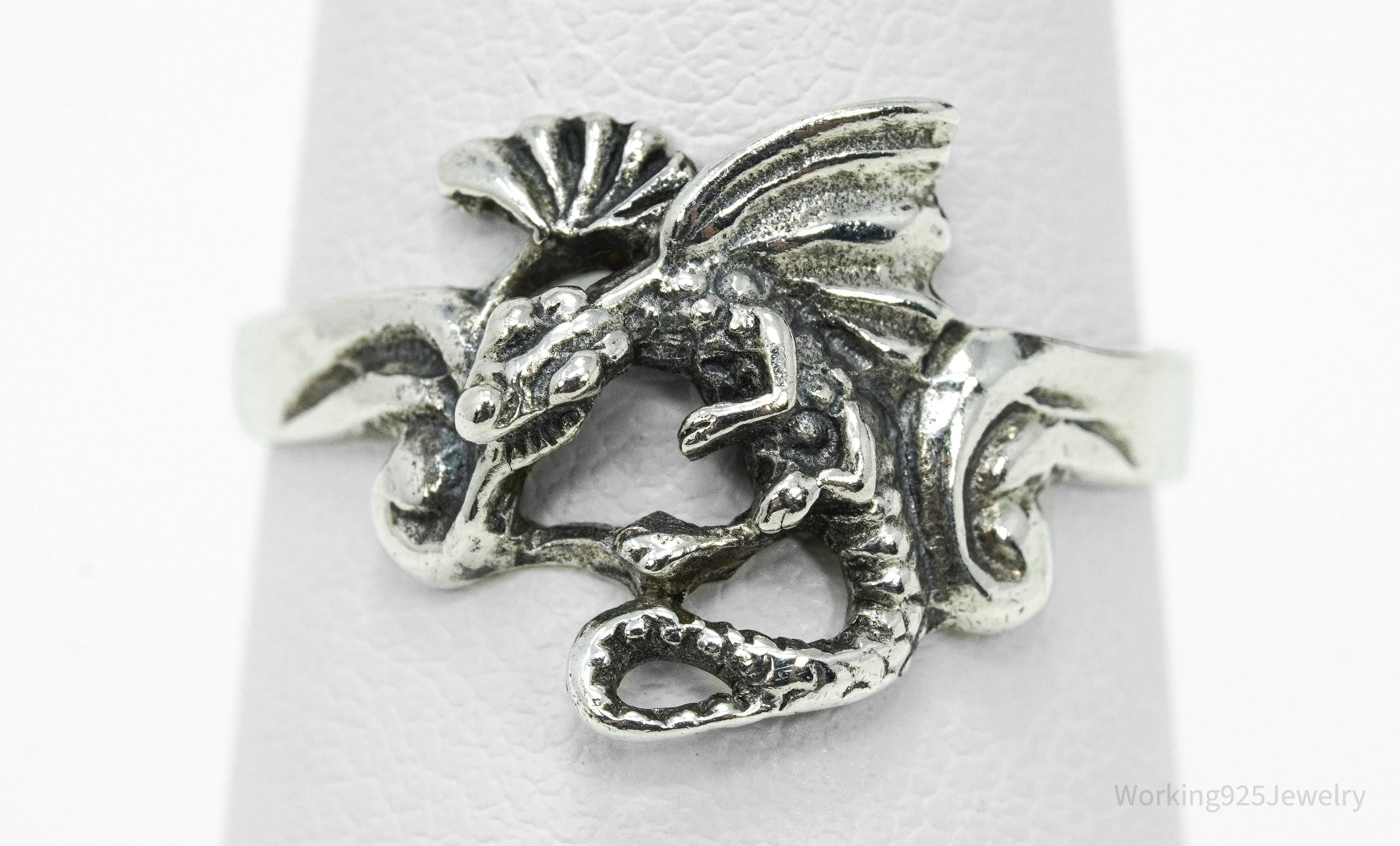 Vintage Dragon Sterling Silver Ring - Size 7