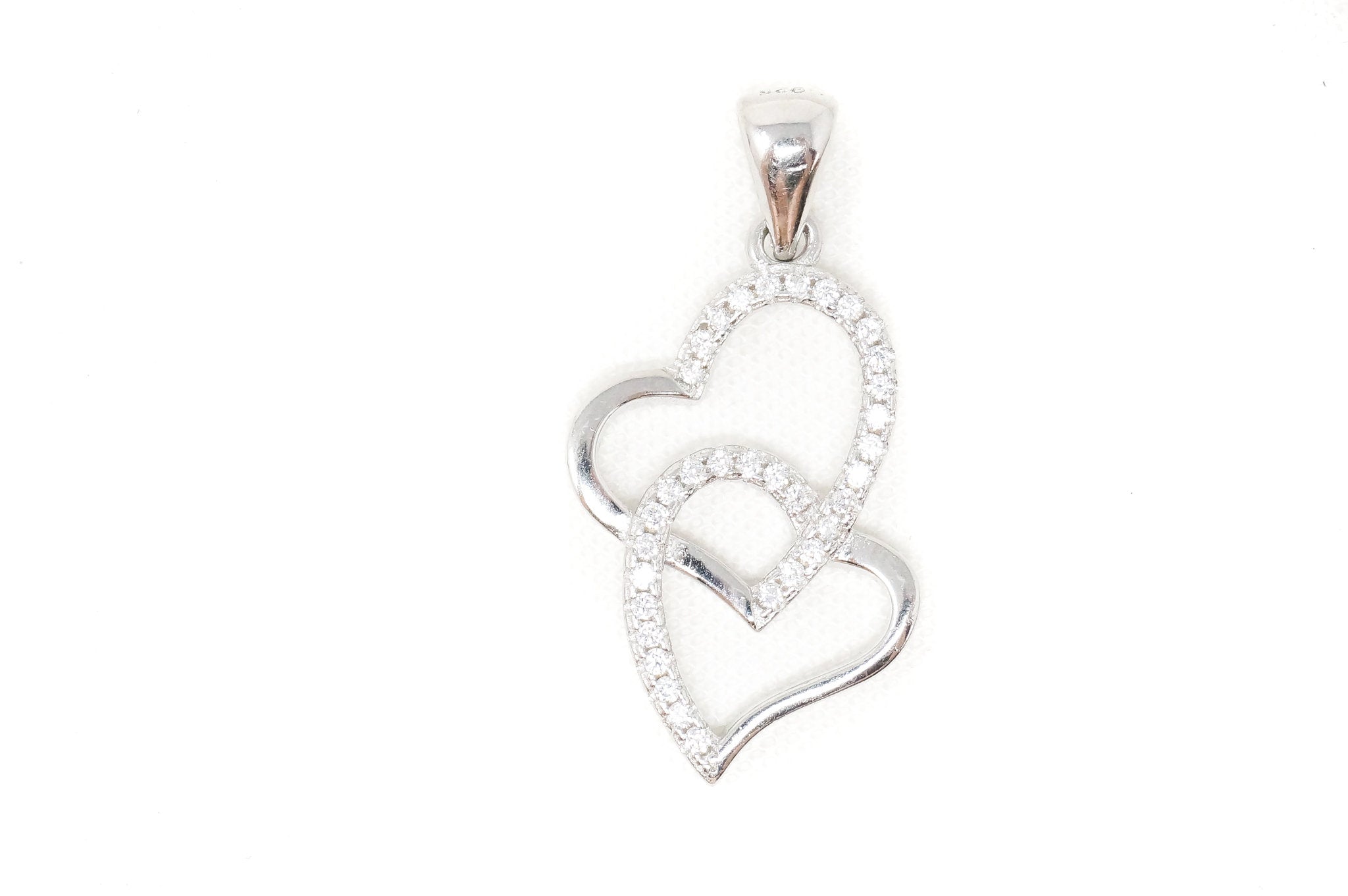 Vintage Open Hearts Forever Link Collection CZ Sterling Silver Necklace Pendant