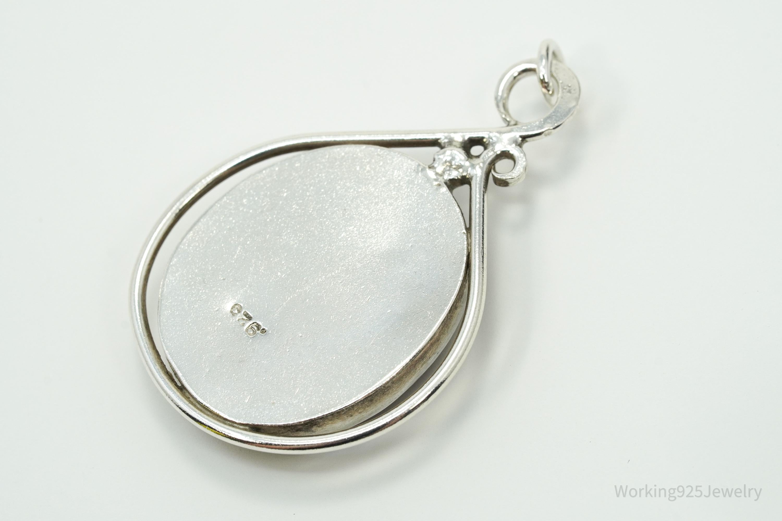 Vintage Jasper Sterling Silver Necklace Pendant