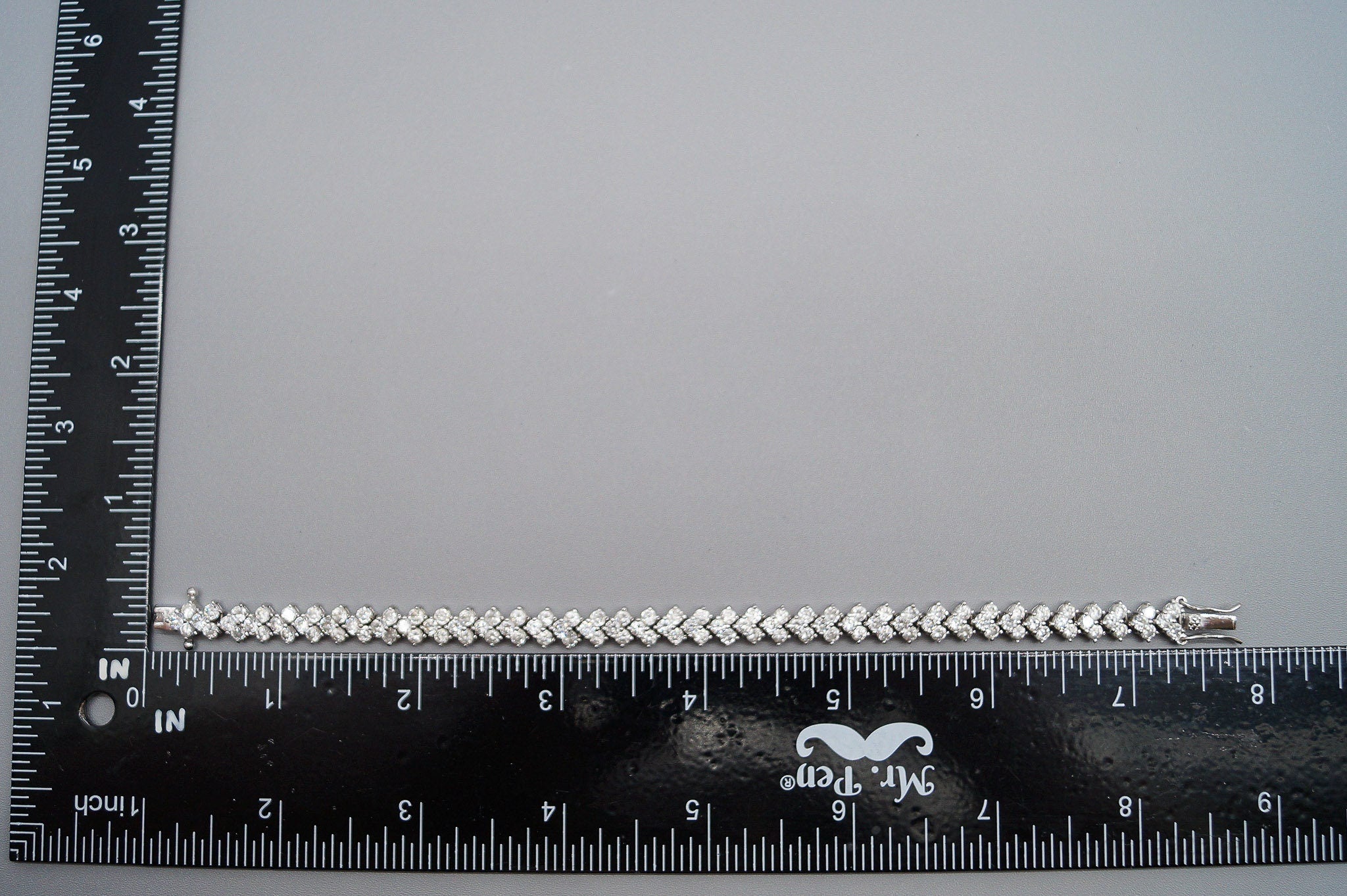 Vintage Cubic Zirconia Sterling Silver Tennis Bracelet - 7 11/16"