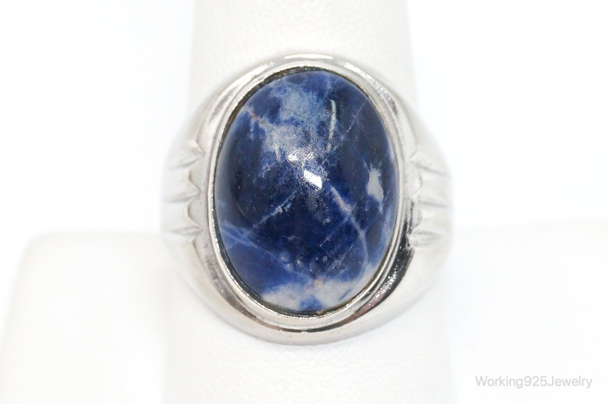 Vintage Large Sodalite Sterling Silver Ring - Size 10