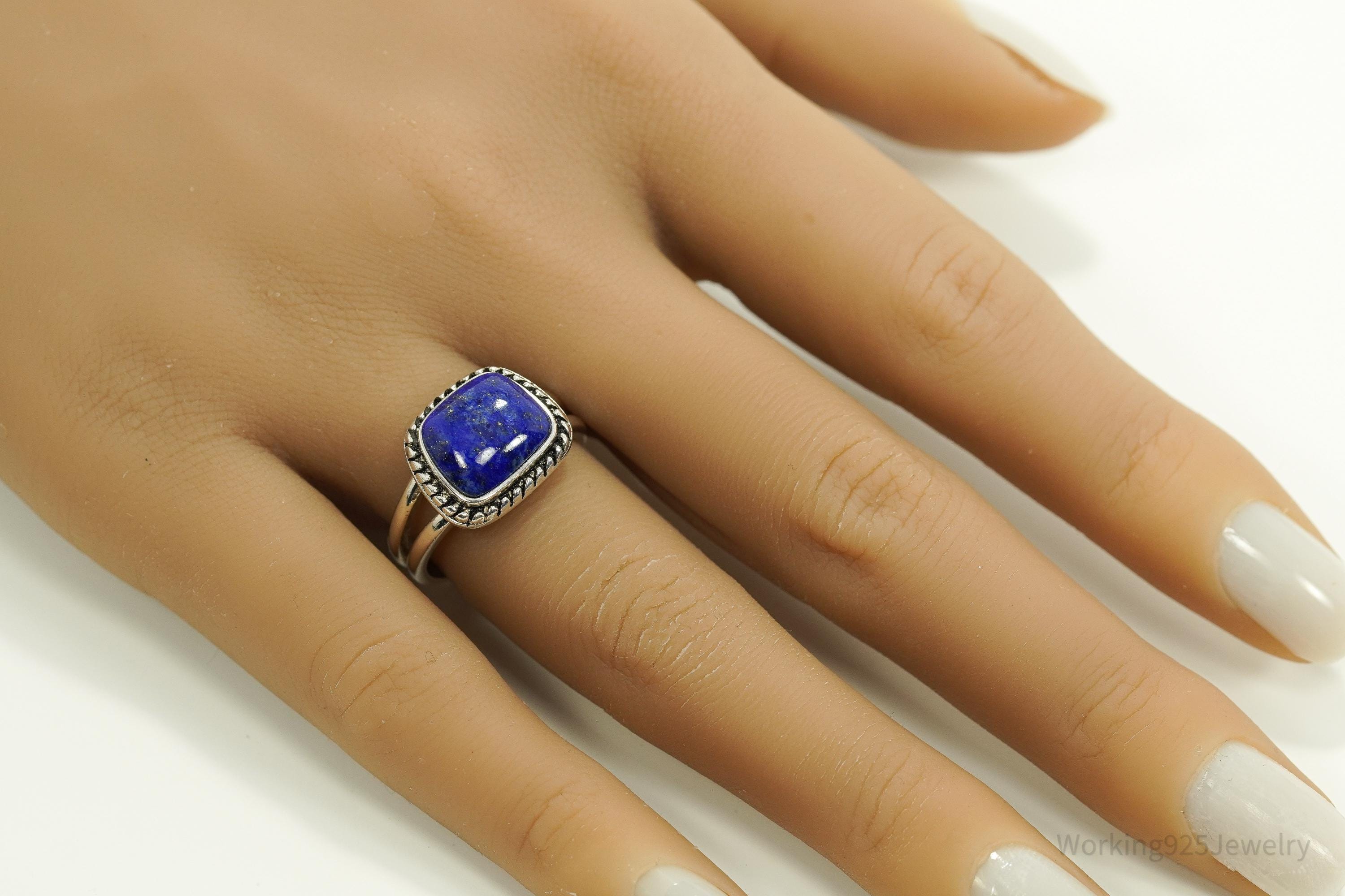 Vintage Designer BARSE Lapis Lazuli Sterling Silver Ring - Size 7.75