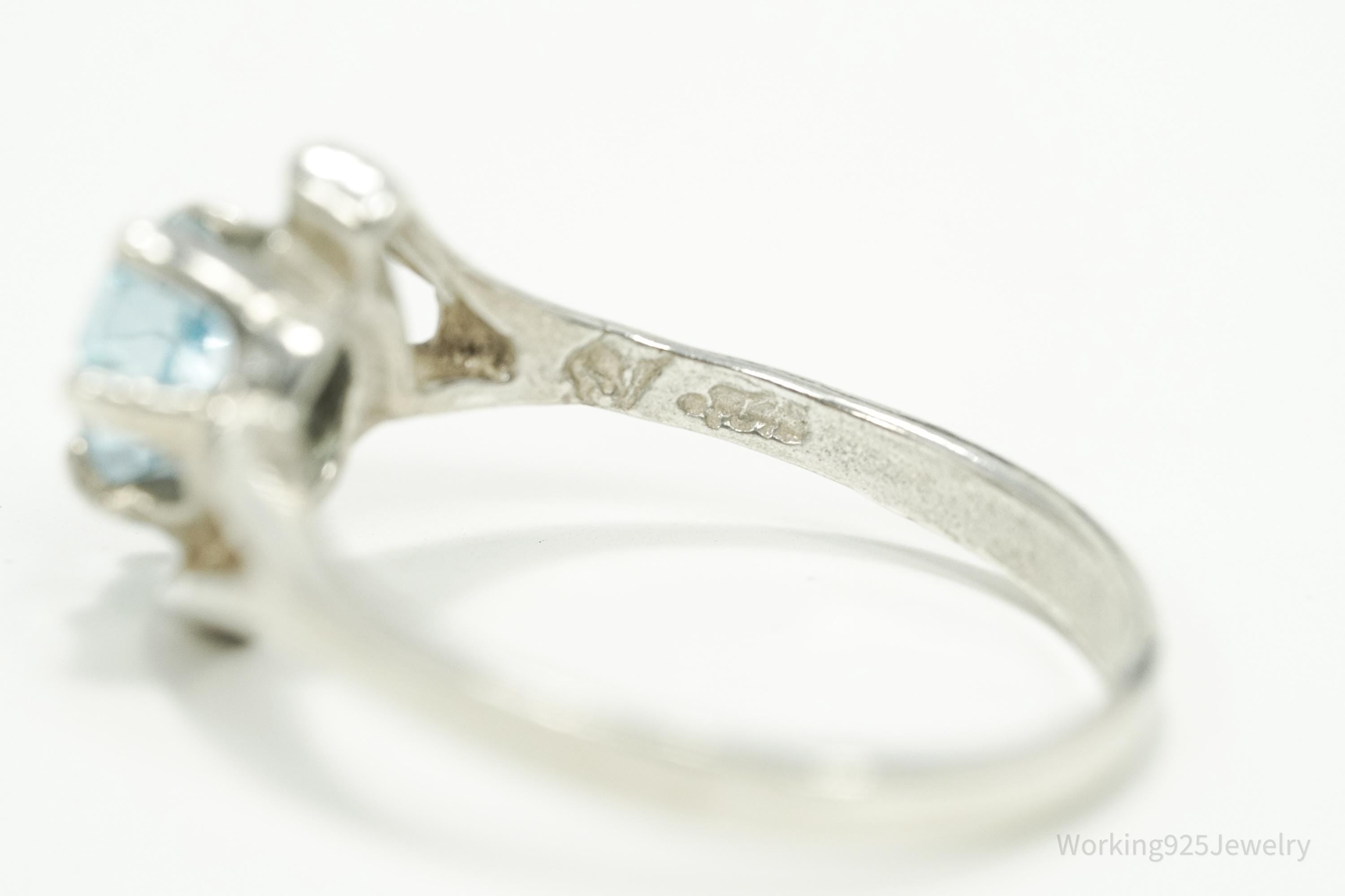 Vintage Blue Topaz Sterling Silver Ring - Size 8