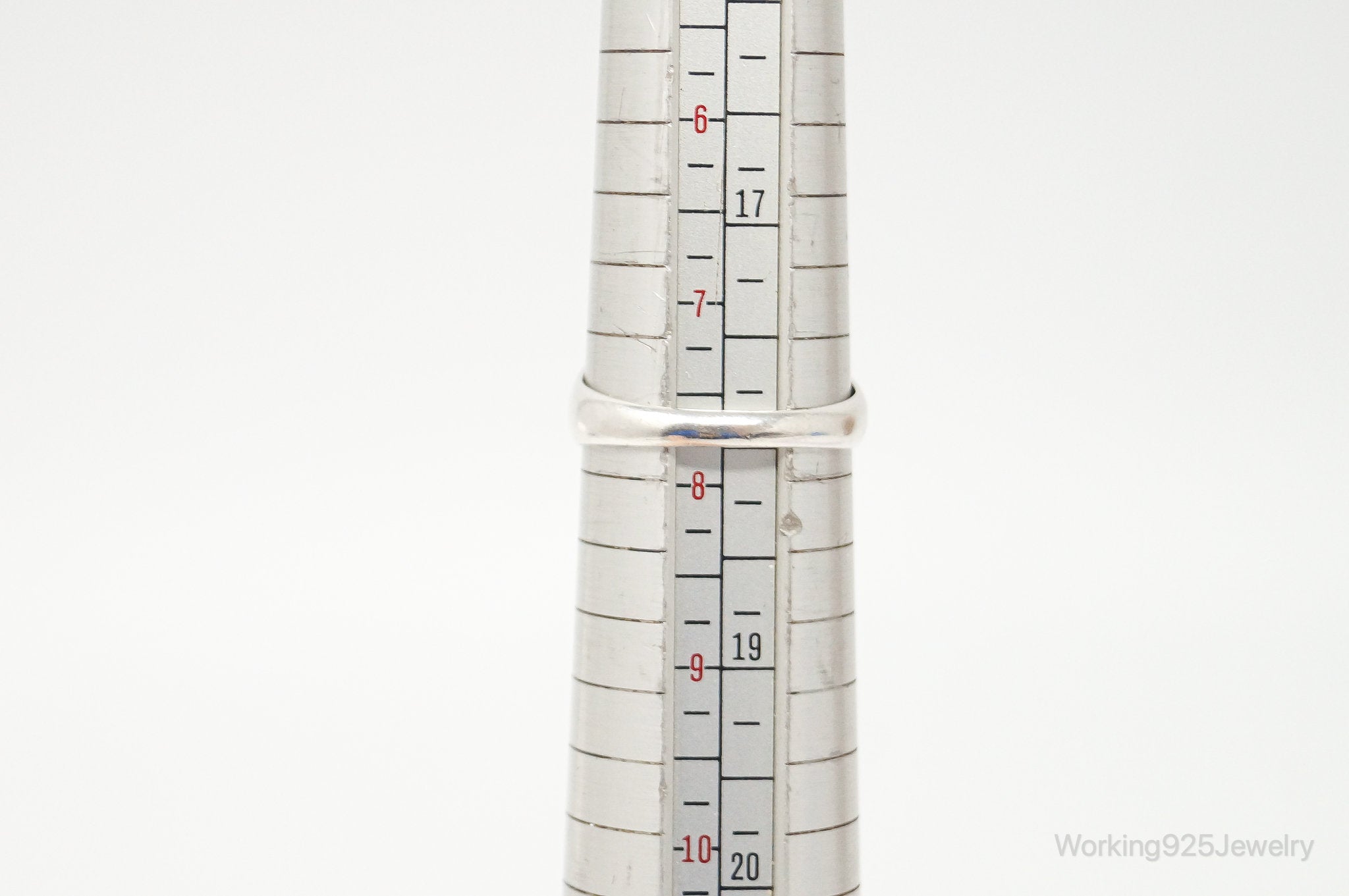 Vintage Blue Lapis Lazuli Art Nouveau Etched Sterling Silver Ring - Size 7.75