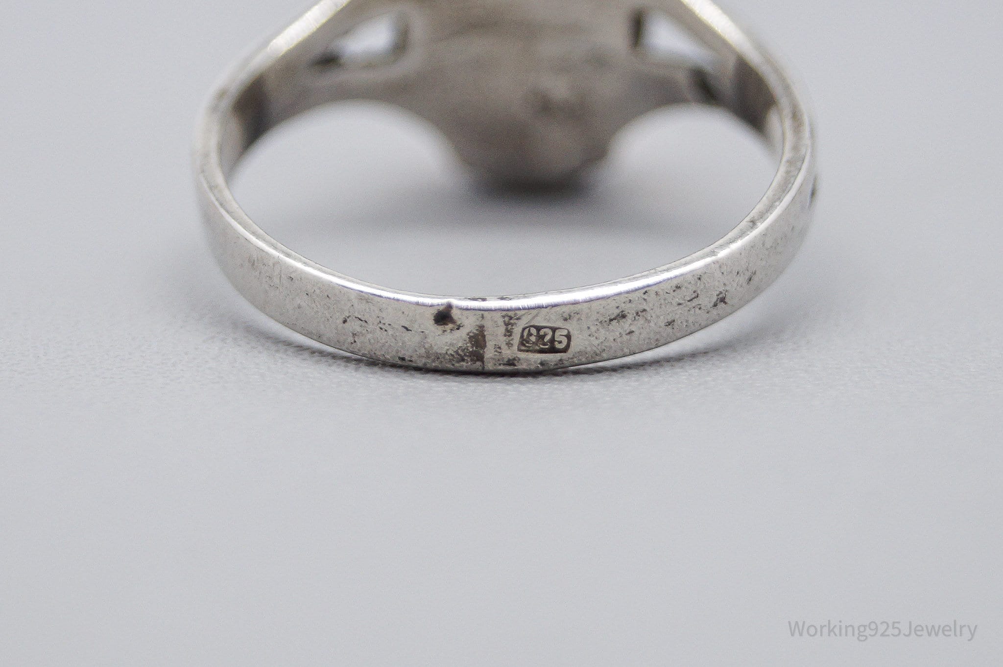 Vintage Amber Sterling Silver Ring - Size 7