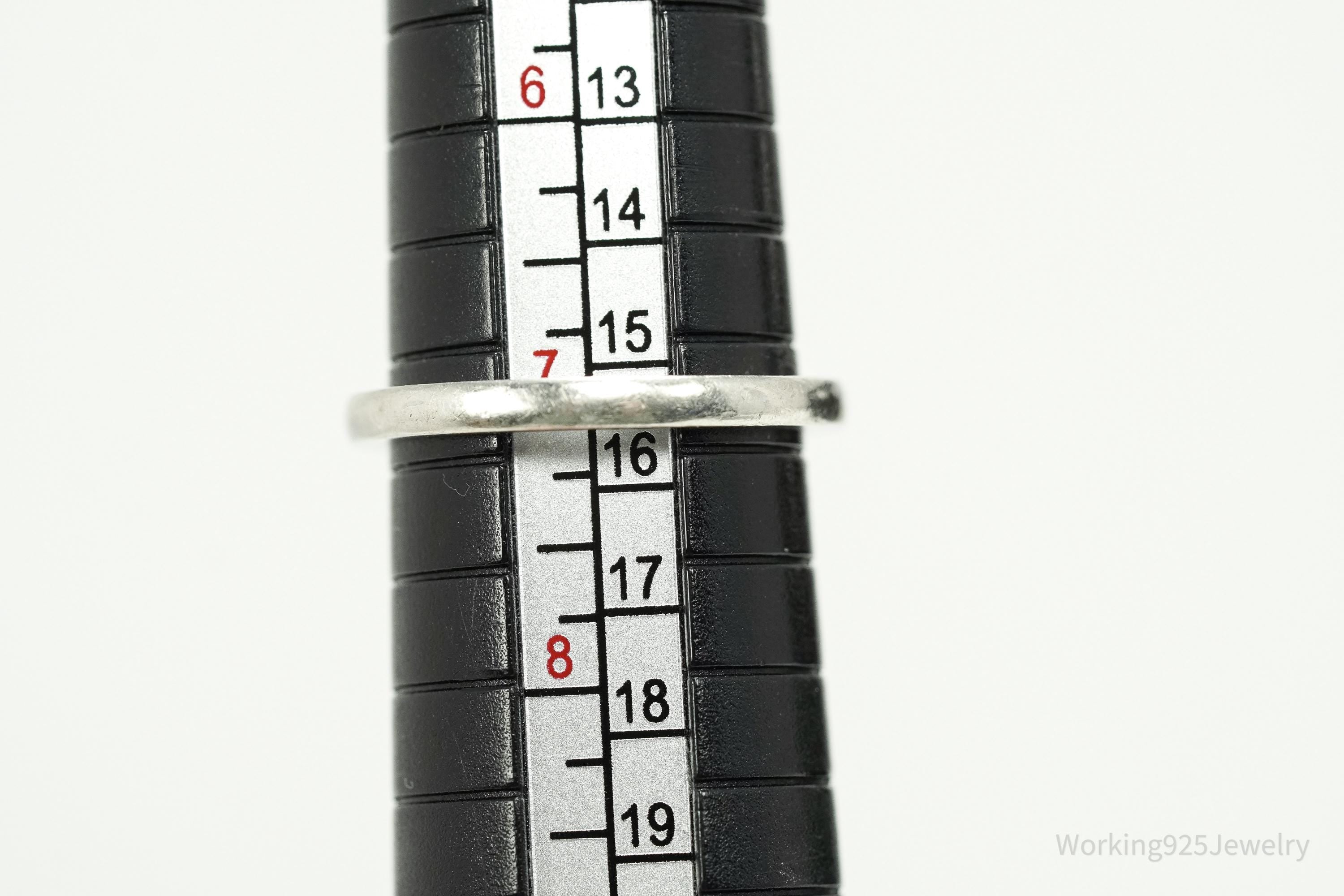 Vintage Amethyst & Cubic Zirconia Sterling Silver Ring - Size 7