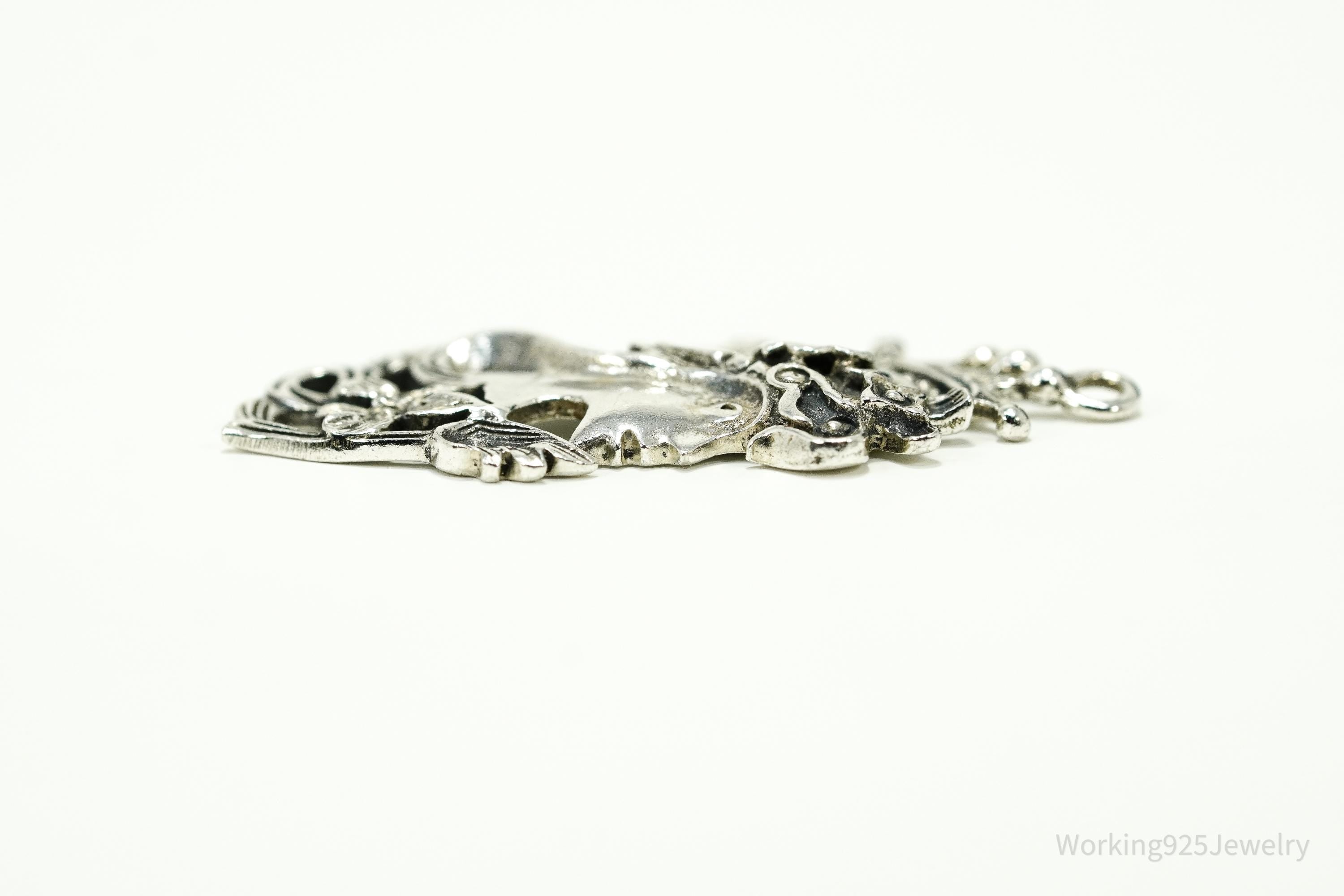 Vintage Art Nouveau Style Queen Sterling Silver Pendant