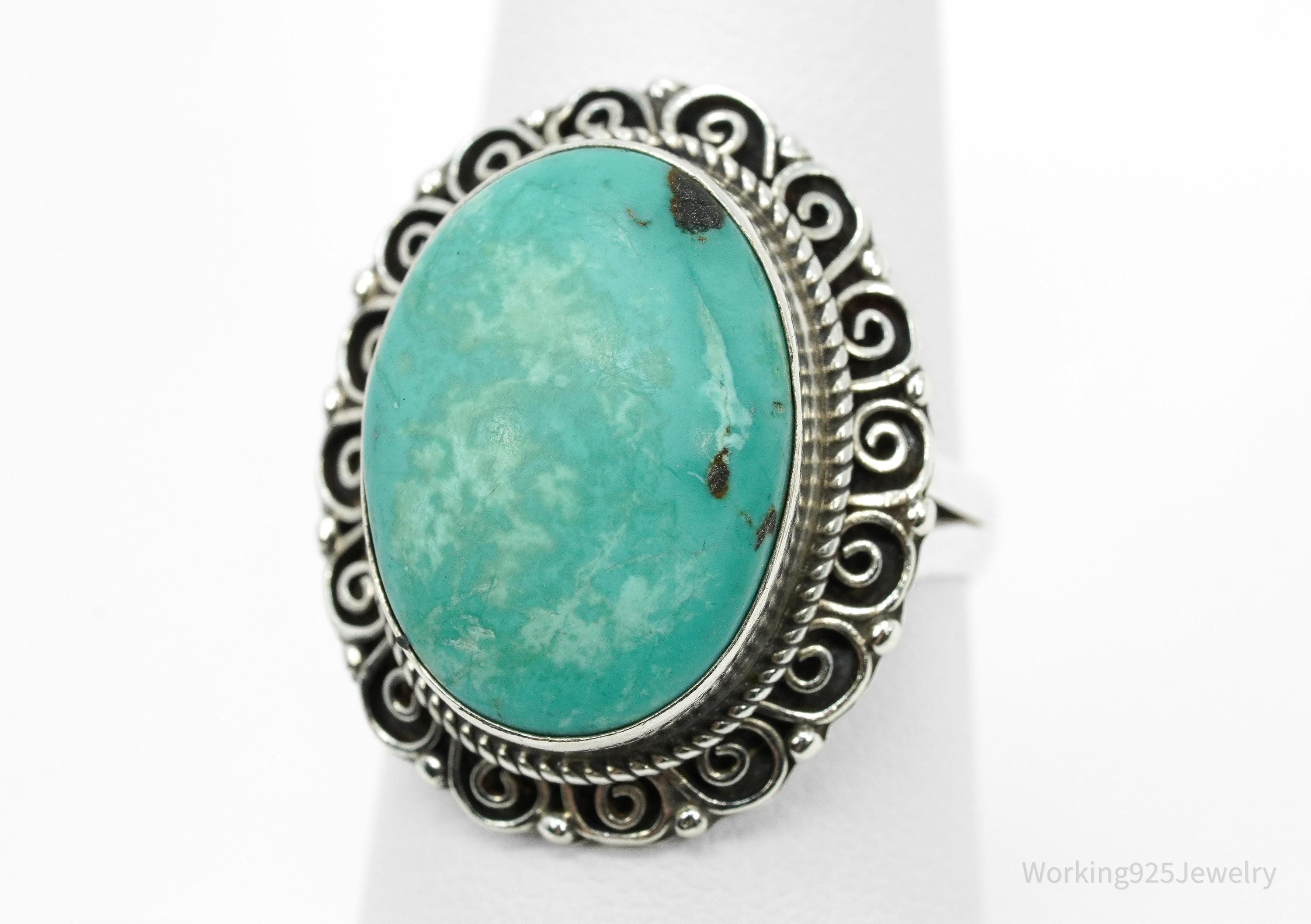 Vintage Turquoise Sterling Silver Ring - Size 6.5