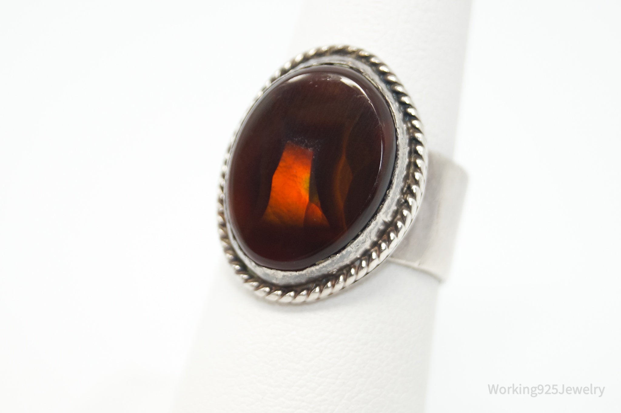 Vintage Native American Fire Agate Sterling Silver Ring - Sz 7