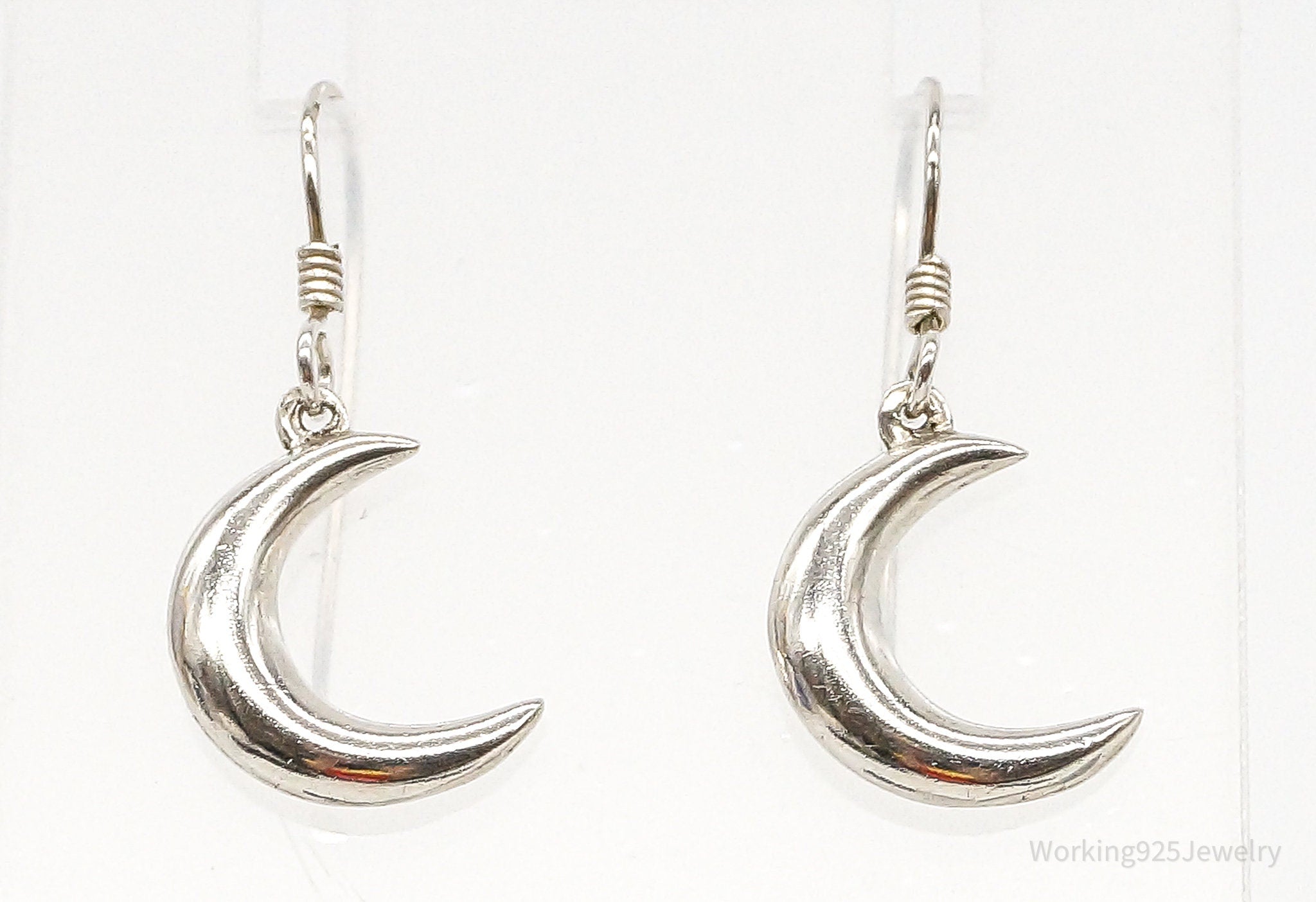 Vintage Puffy Moon Sterling Silver Earrings