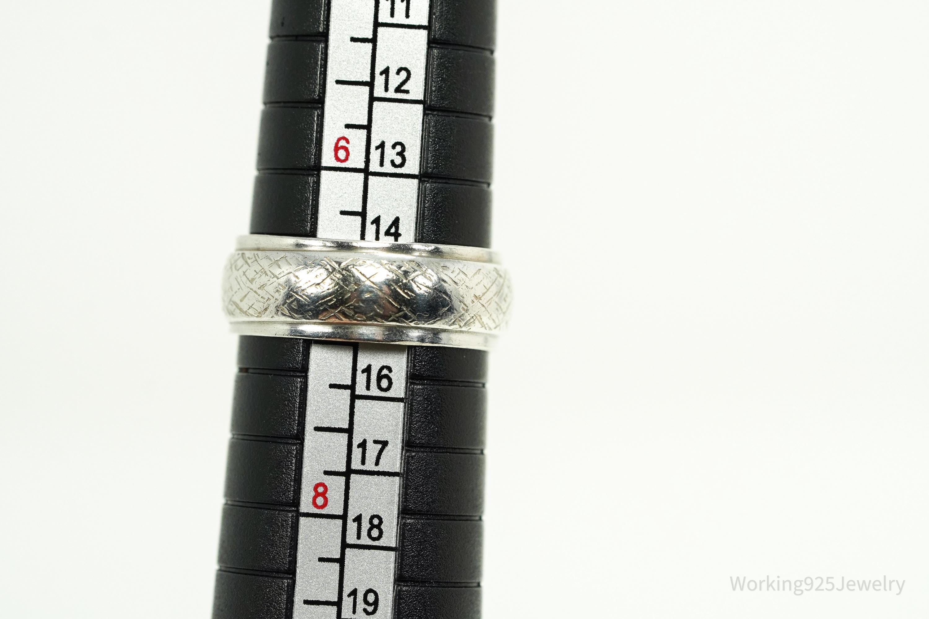 Antique Designer Sterling Silver Band Ring - Size 7