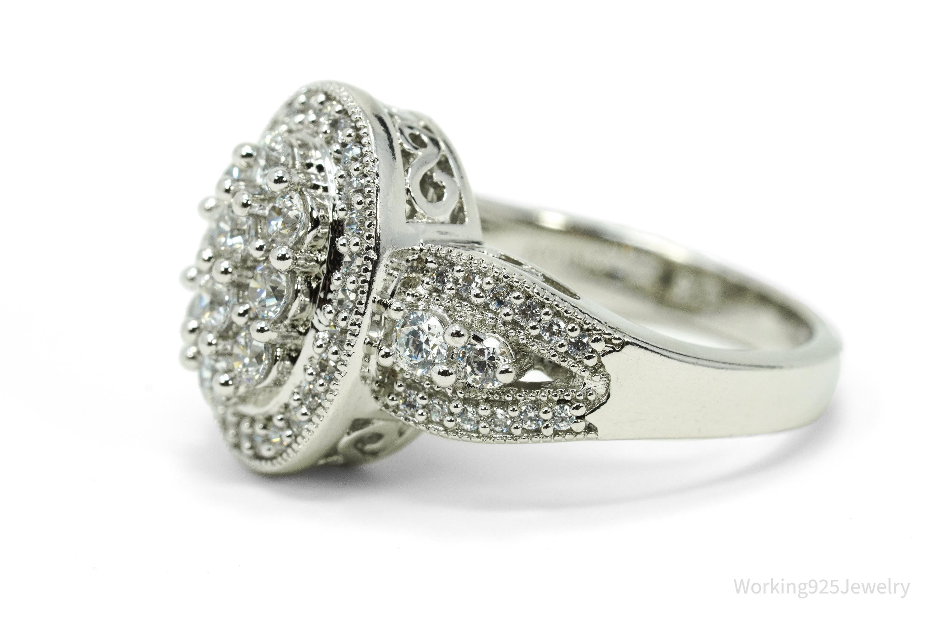 Vintage Cubic Zirconia Sterling Silver Ring - Size 7