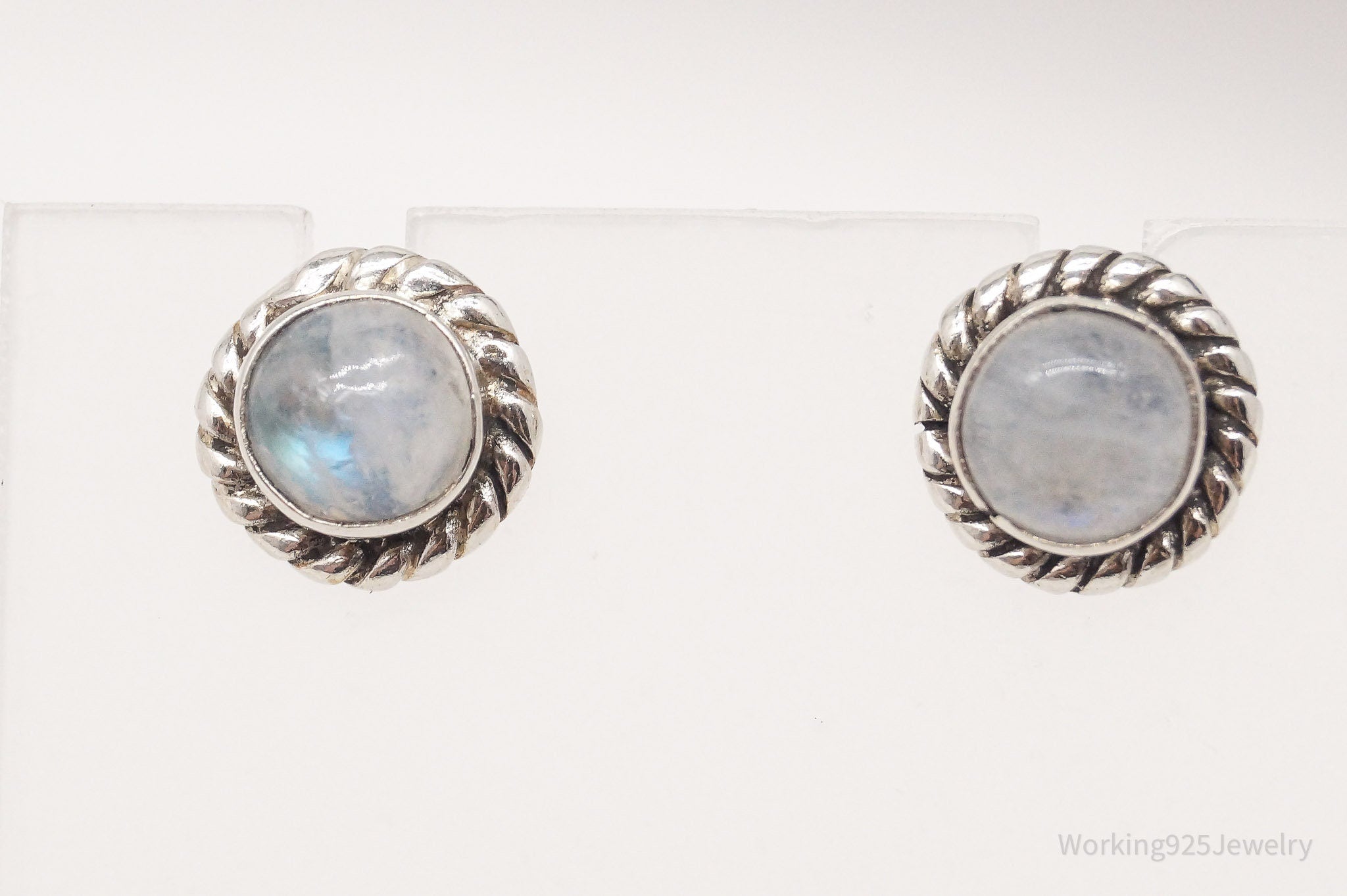 VE# Vintage Sterling 925 Silver & Moonstone popular Stud Earrings