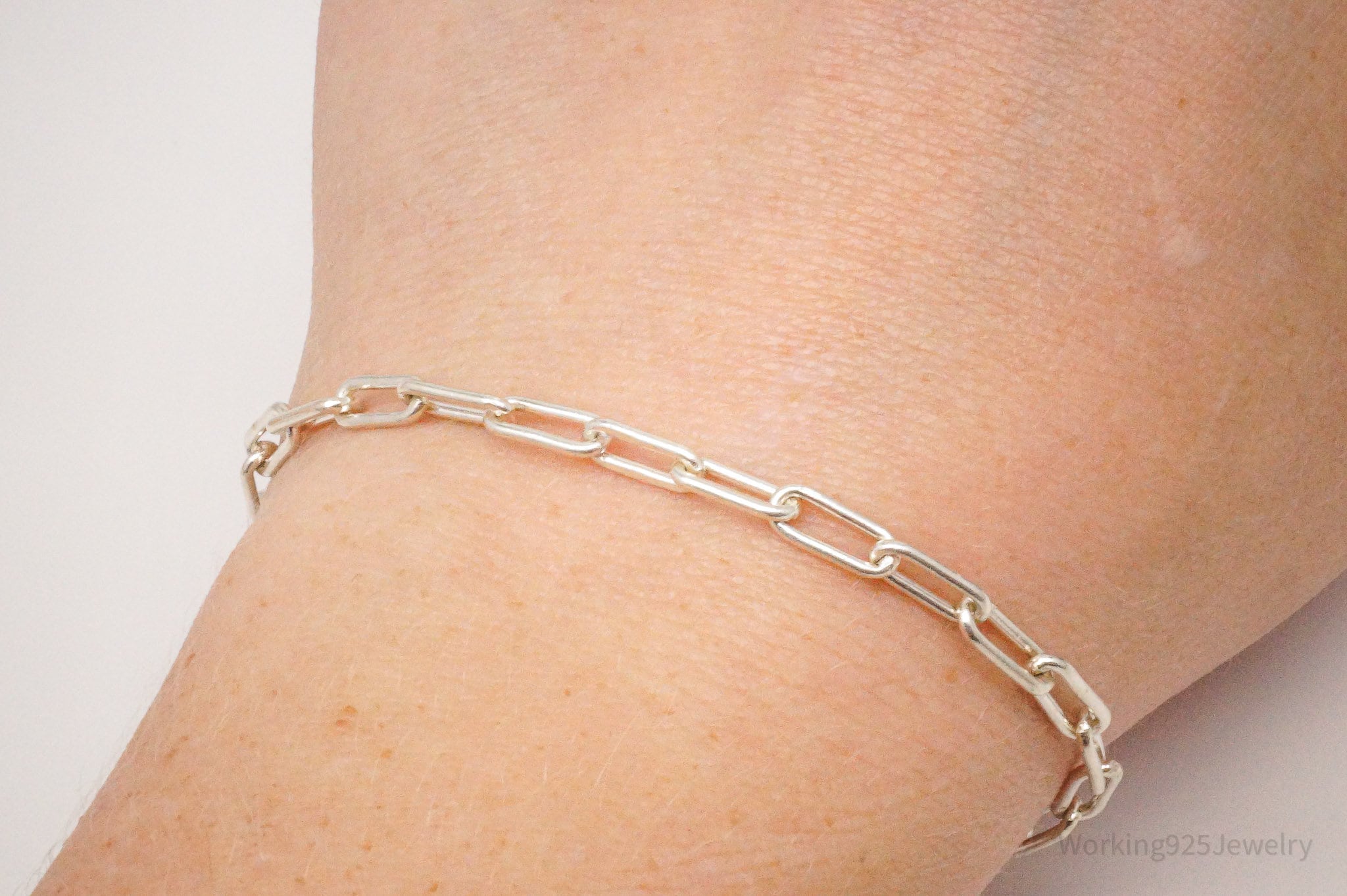 Vintage Dutch 835 Silver Long Paper Clip Link Chain Bracelet