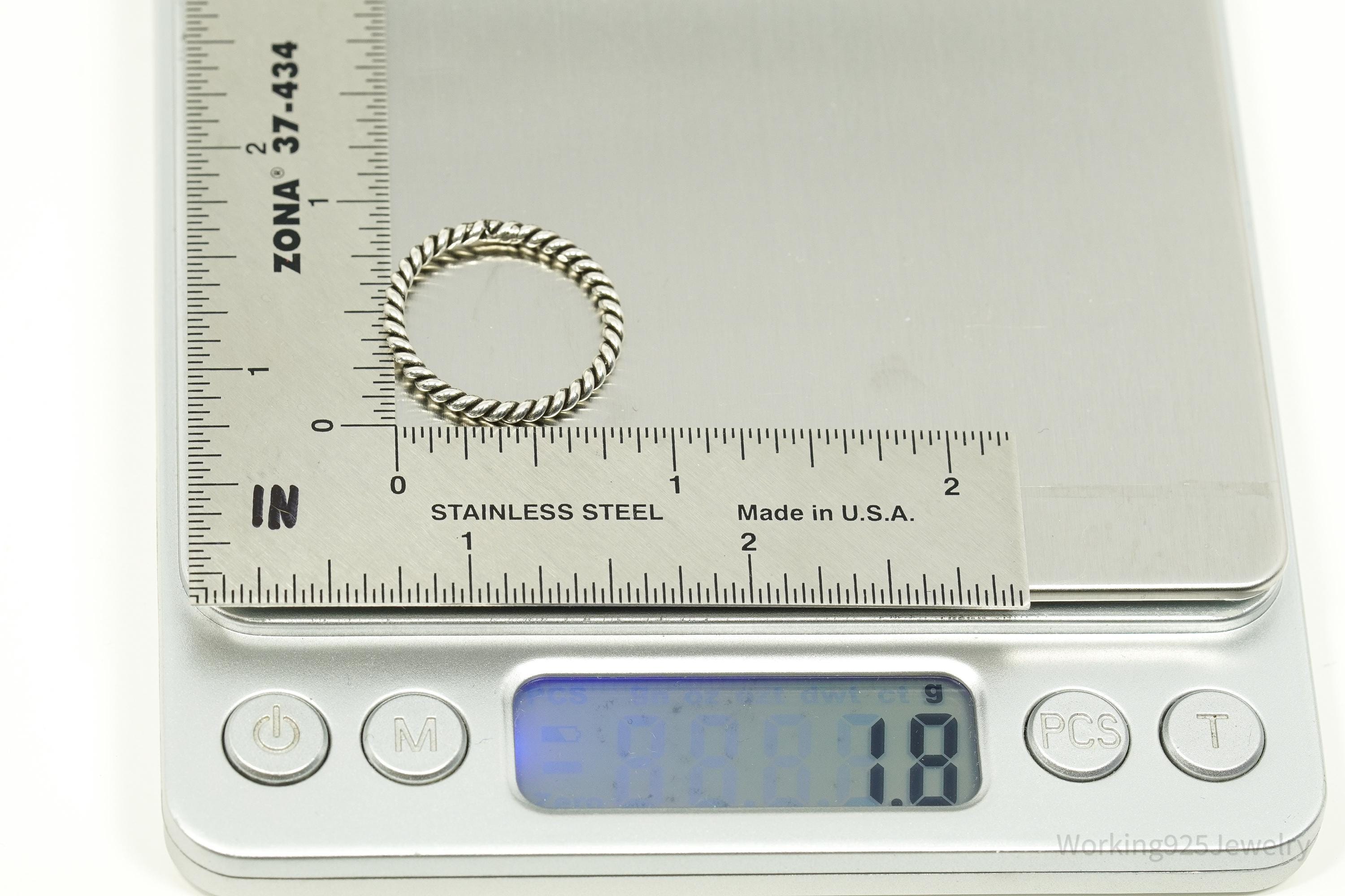 Vintage Southwestern Rope Twist Silver Ring - Size 8.25