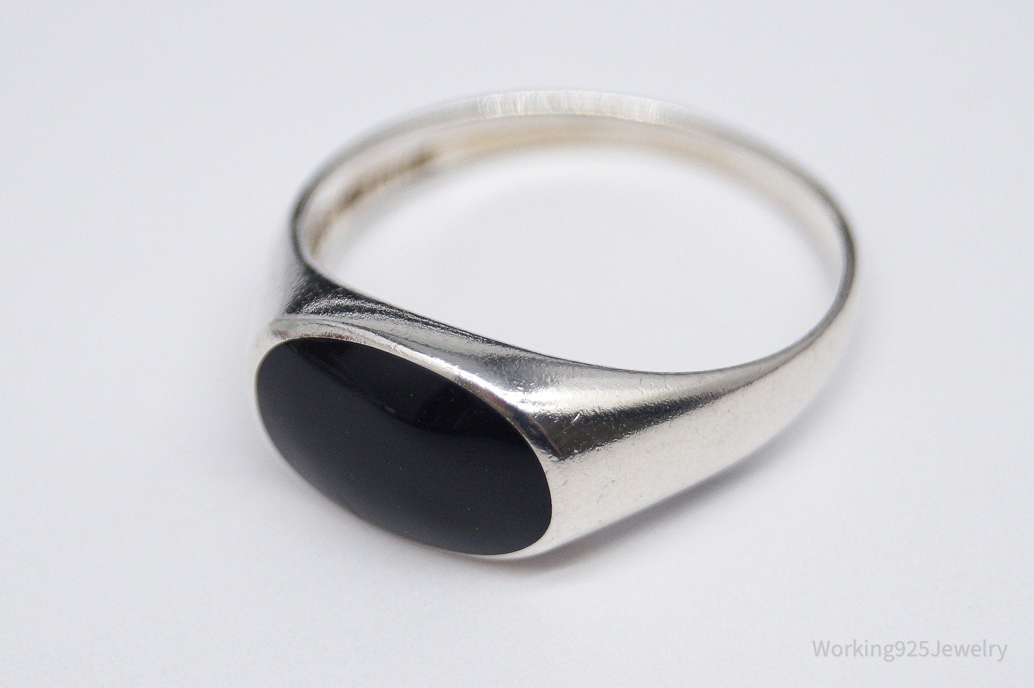 Vintage Black Onyx Sterling Silver Ring - Size 8