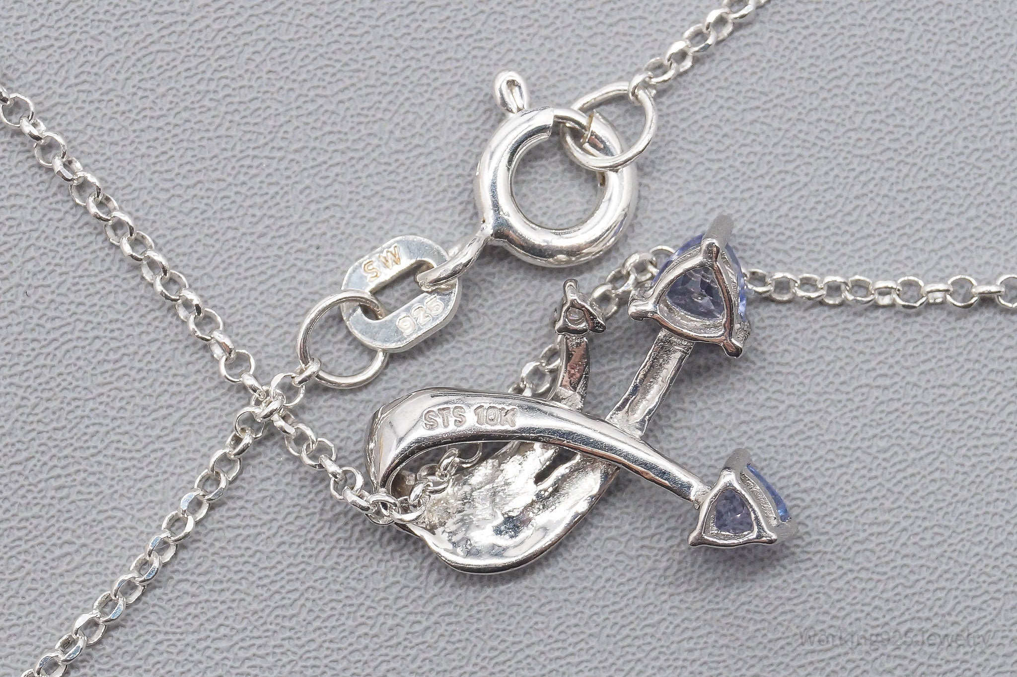 Tanzanite & Diamond 10K White Gold Over Sterling Silver Necklace 18"