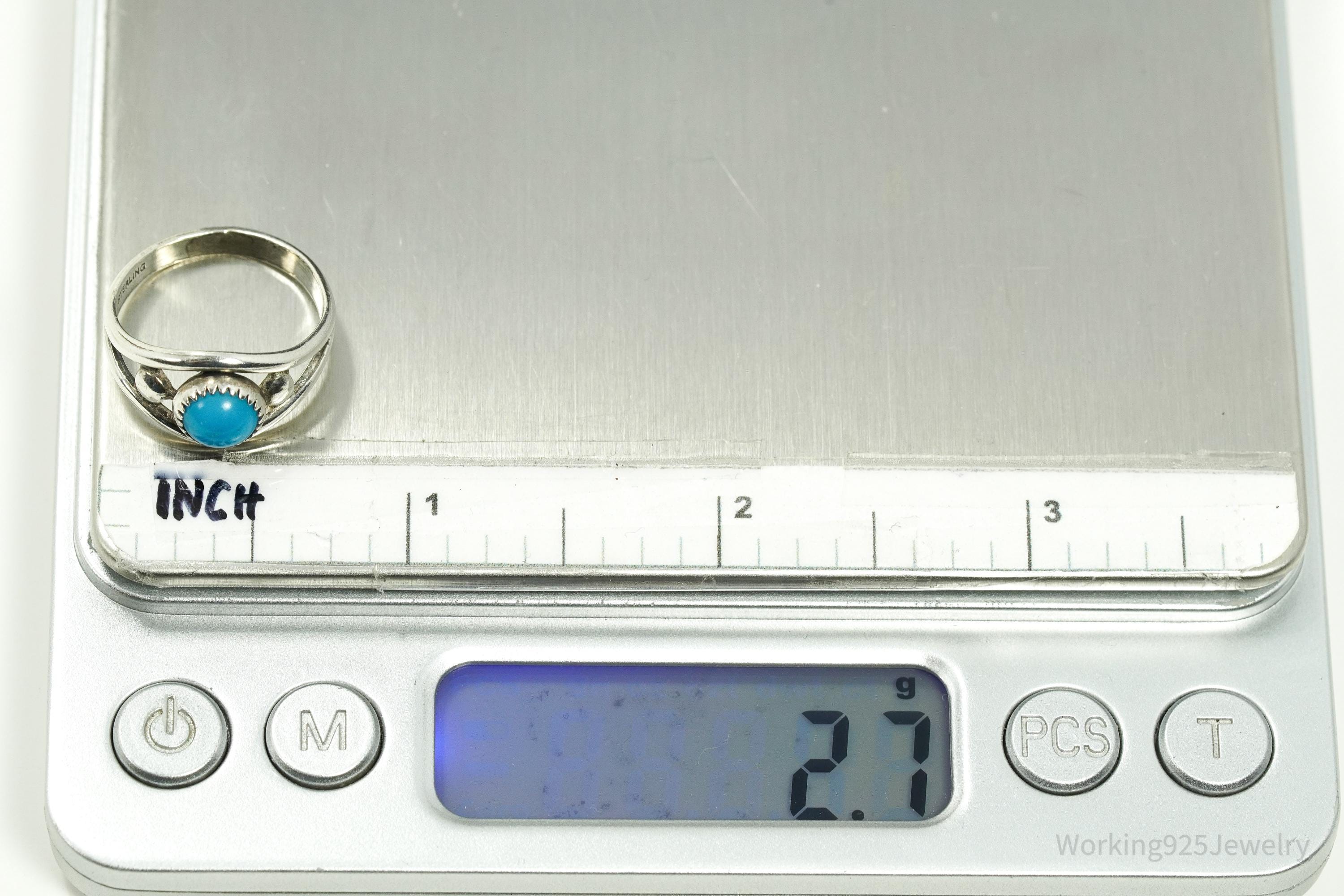 Vintage Native Bell Trading Post Turquoise Sterling Silver Ring - Size 6.5