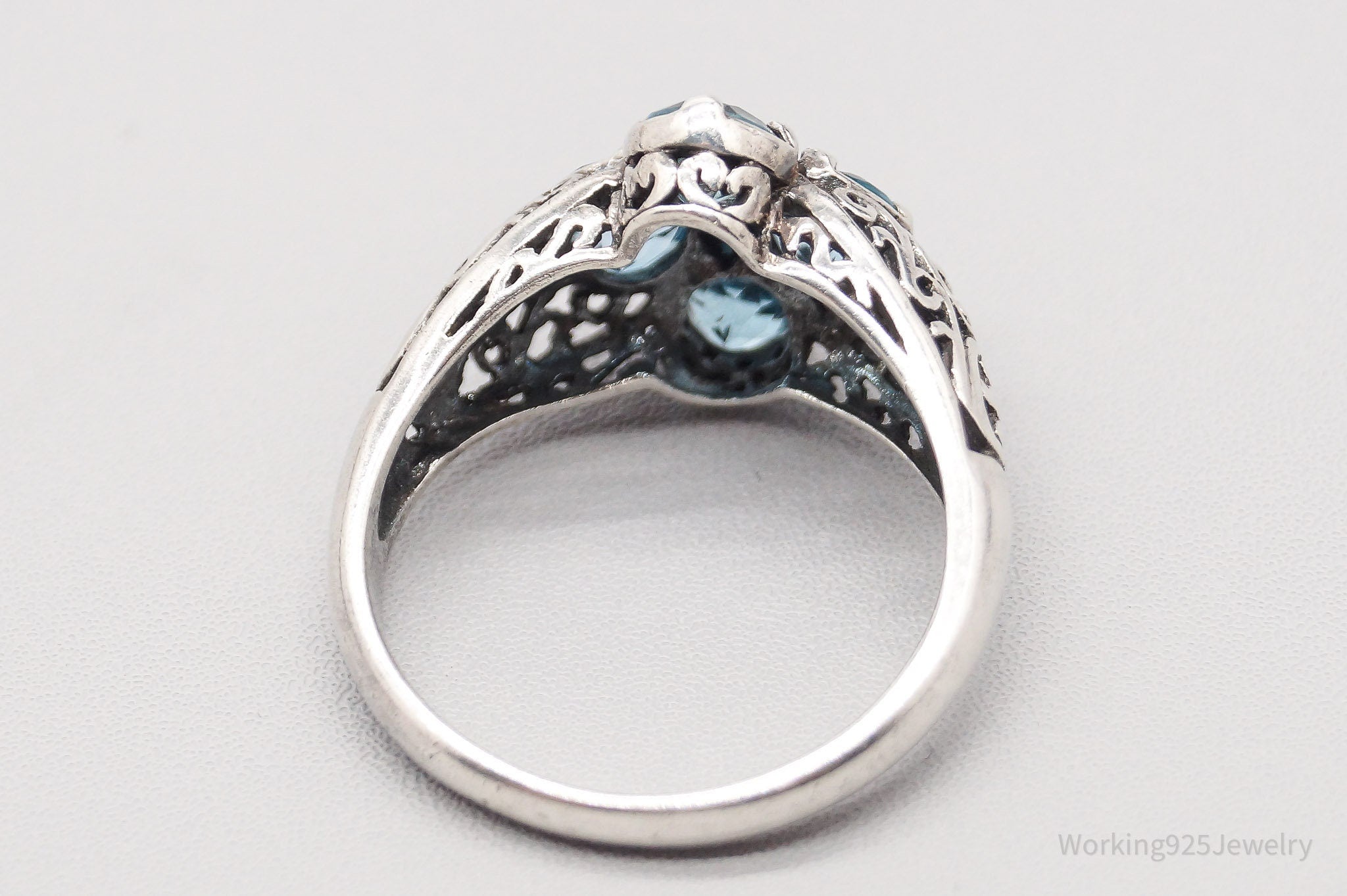 Vintage CNA Blue Topaz Sapphire Sterling Silver Ring - Size 10