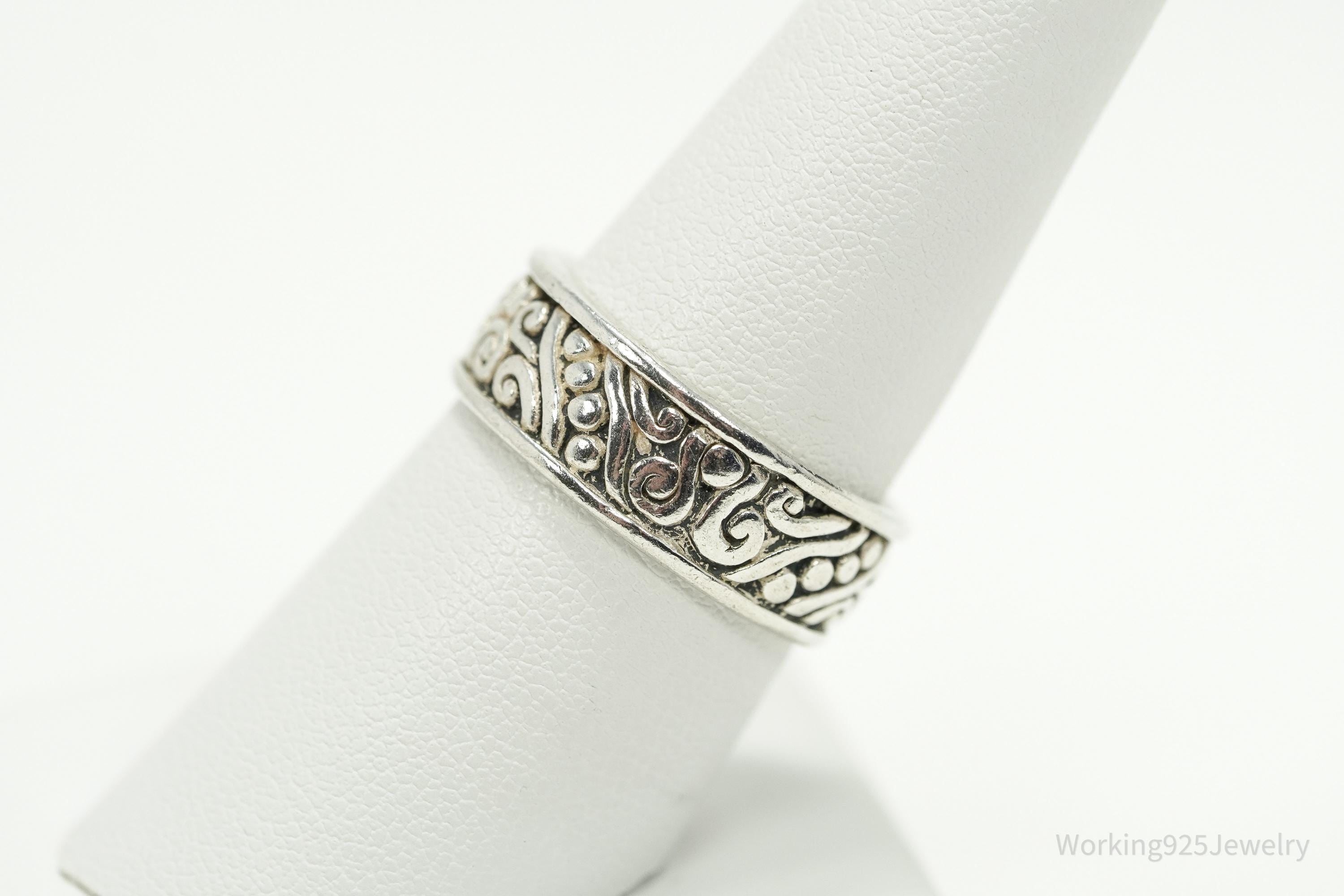 Vintage Scrolls & Swirls Sterling Silver Band Ring - Size 7.75