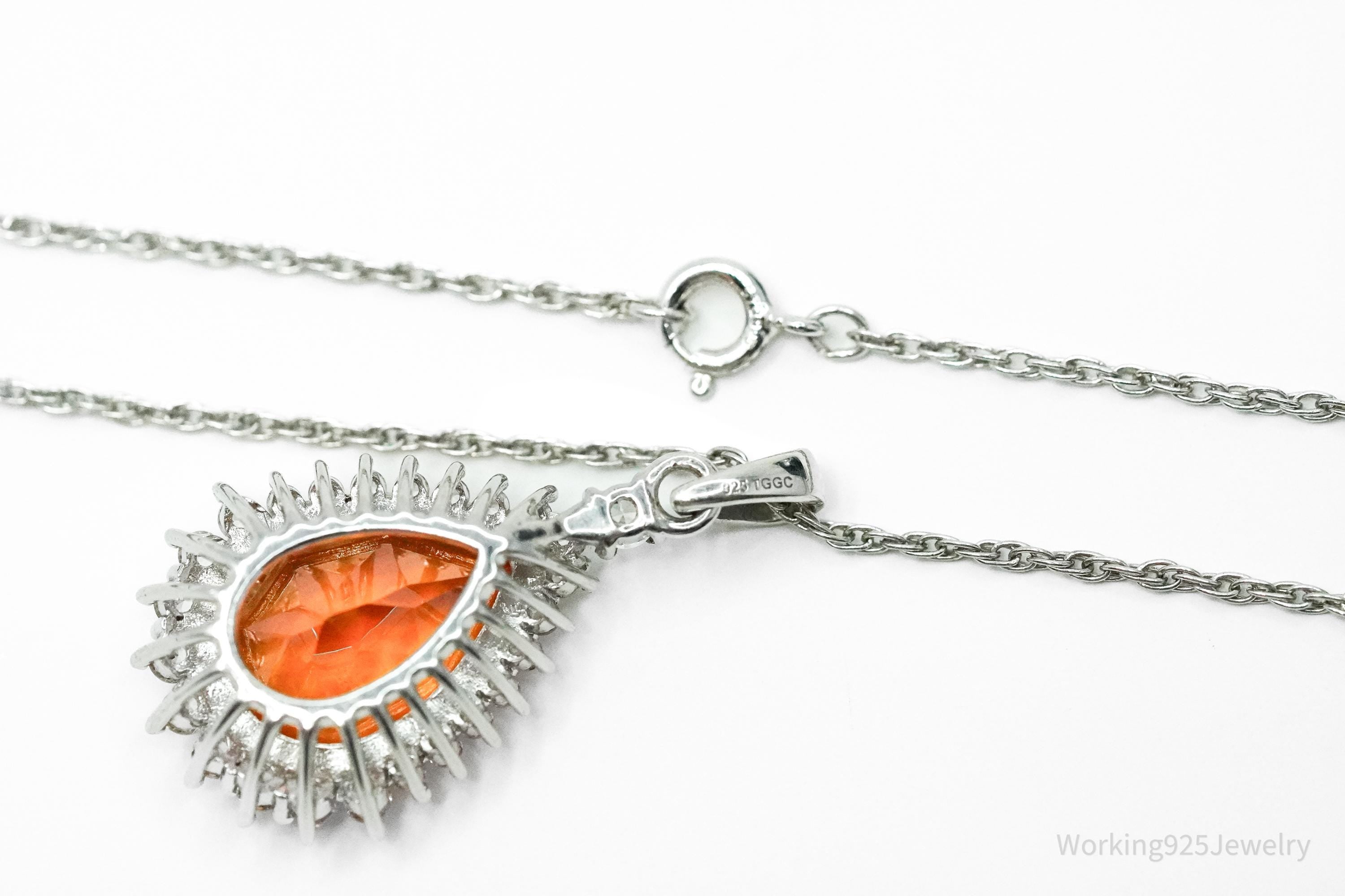 JTV's TGGC Orange Mystic Topaz & White Topaz Sterling Silver Necklace 18"