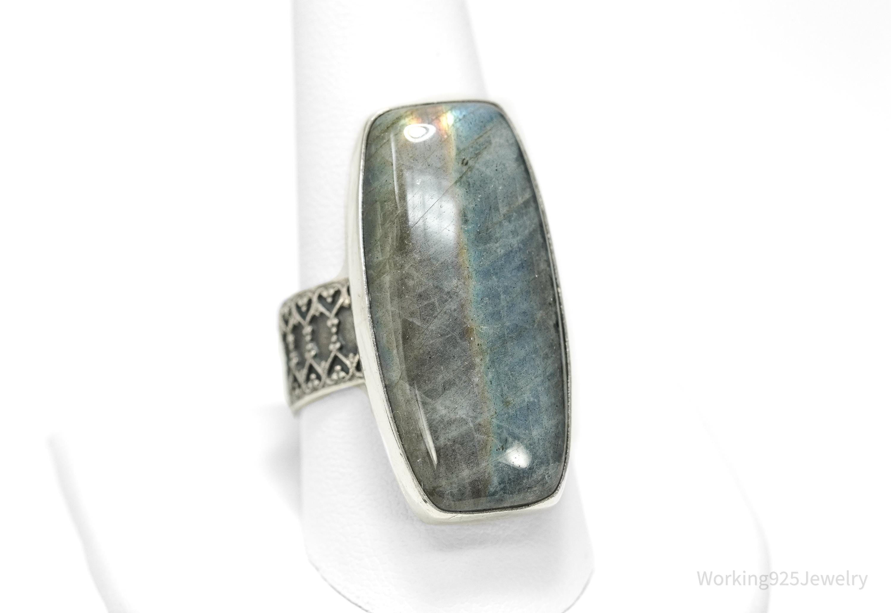 Jay King Desert Rose Labradorite Rainbow Flash Sterling Silver Ring - Size 10
