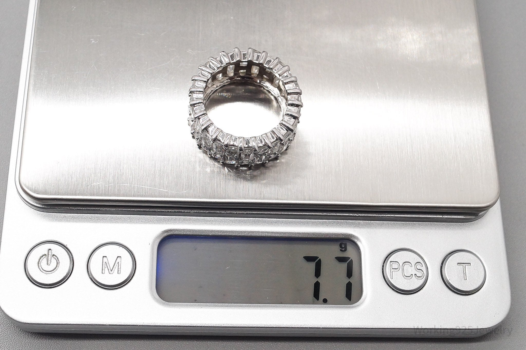 Vintage Cubic Zirconia Sterling Silver Band Ring - Size 6.25